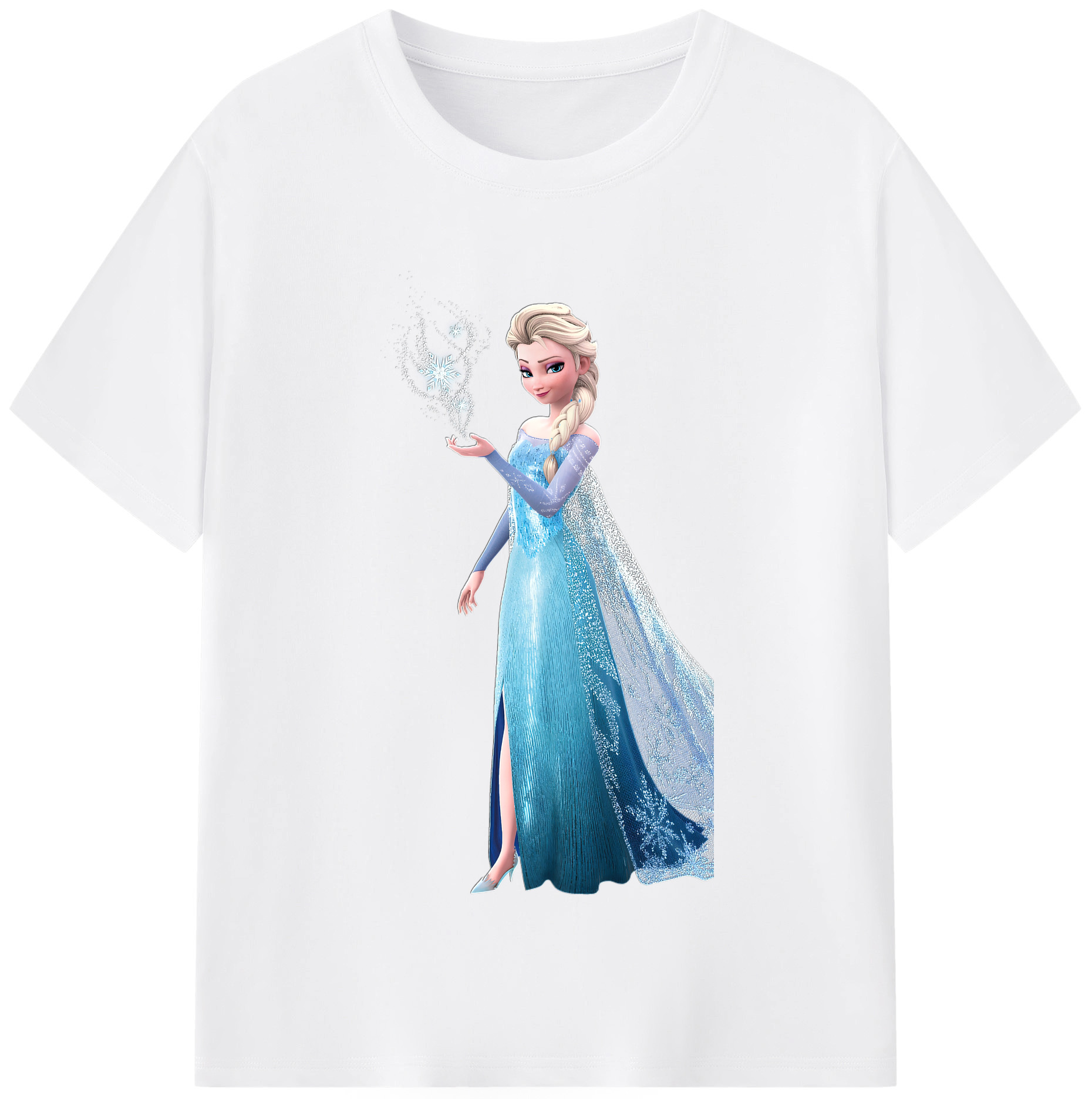 （画像用） アナと雪の女王 アンナ エルサ Frozen Anna Elsa 綿100％半袖Tシャツ（フロントプリント）