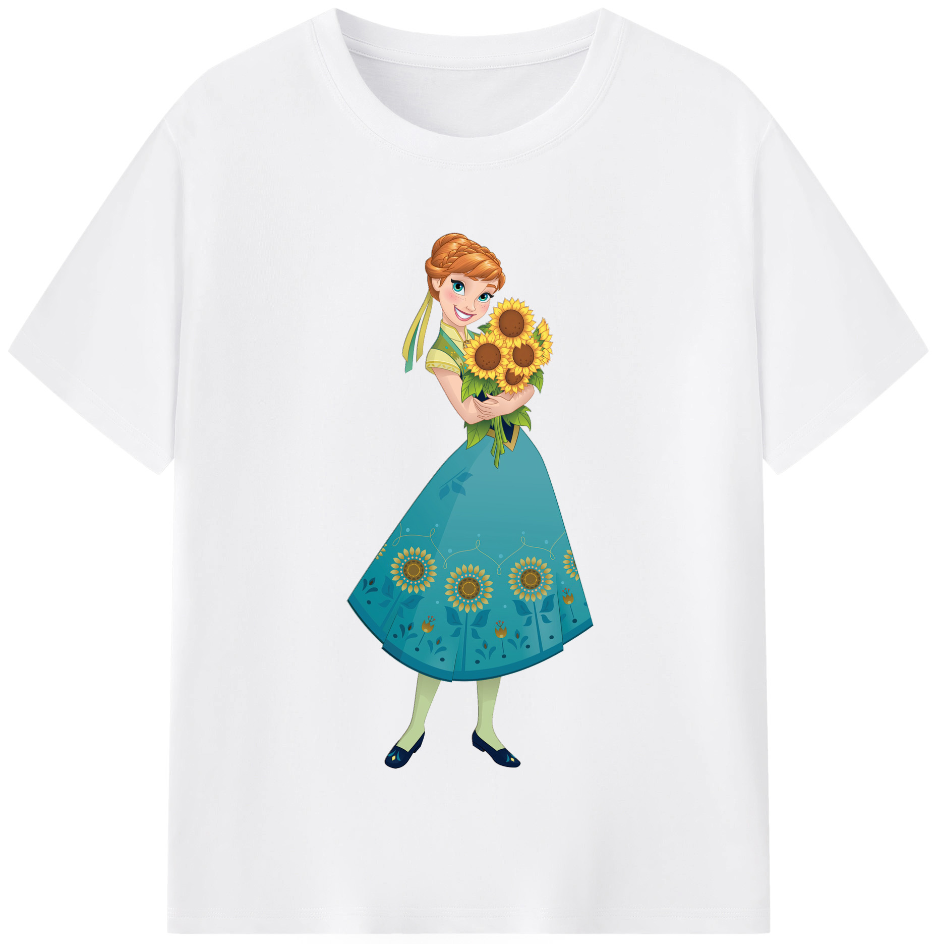 （画像用） アナと雪の女王 アンナ エルサ Frozen Anna Elsa 綿100％半袖Tシャツ（フロントプリント）