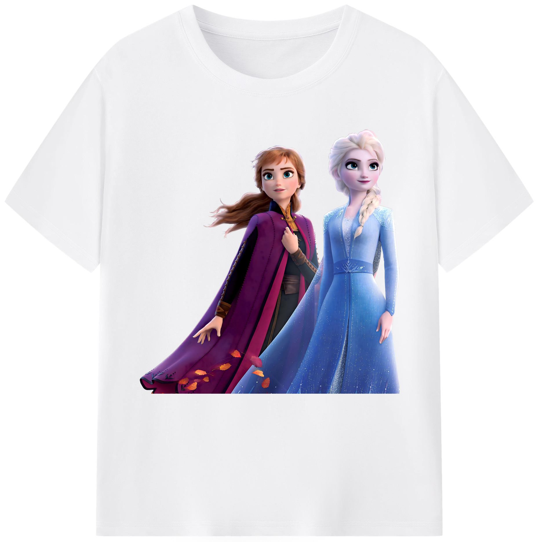 （画像用） アナと雪の女王 アンナ エルサ Frozen Anna Elsa 綿100％半袖Tシャツ（フロントプリント）