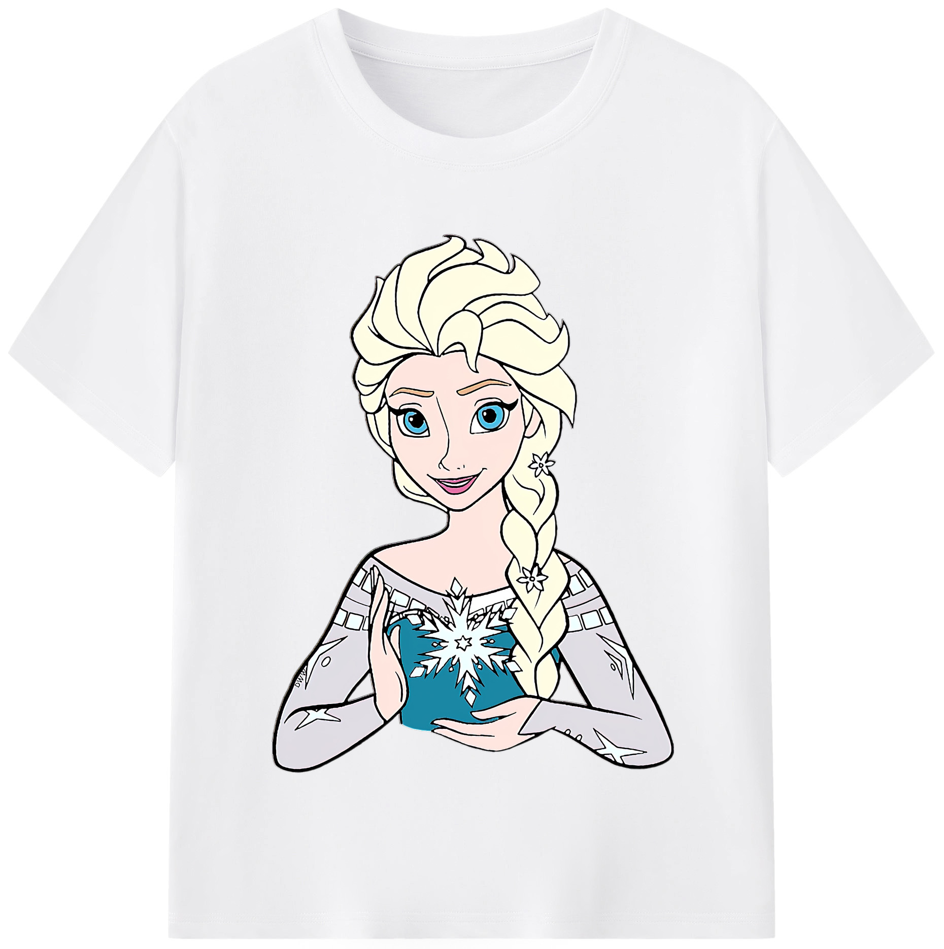 （画像用） アナと雪の女王 アンナ エルサ Frozen Anna Elsa 綿100％半袖Tシャツ（フロントプリント）
