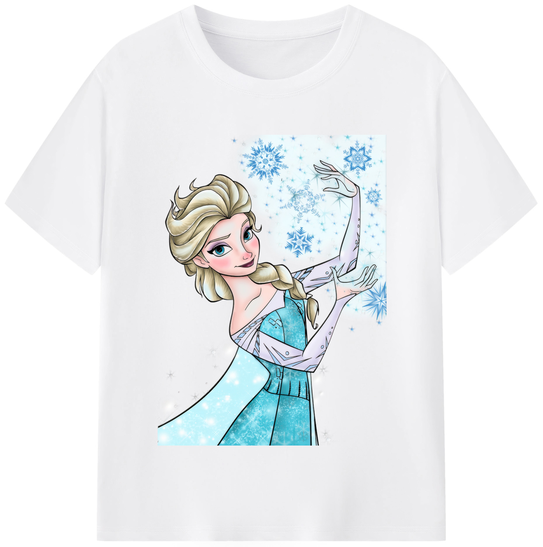 （画像用） アナと雪の女王 アンナ エルサ Frozen Anna Elsa 綿100％半袖Tシャツ（フロントプリント）