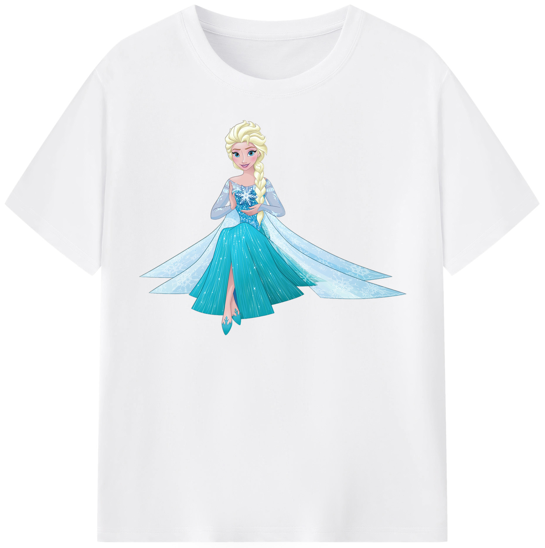 （画像用） アナと雪の女王 アンナ エルサ Frozen Anna Elsa 綿100％半袖Tシャツ（フロントプリント）