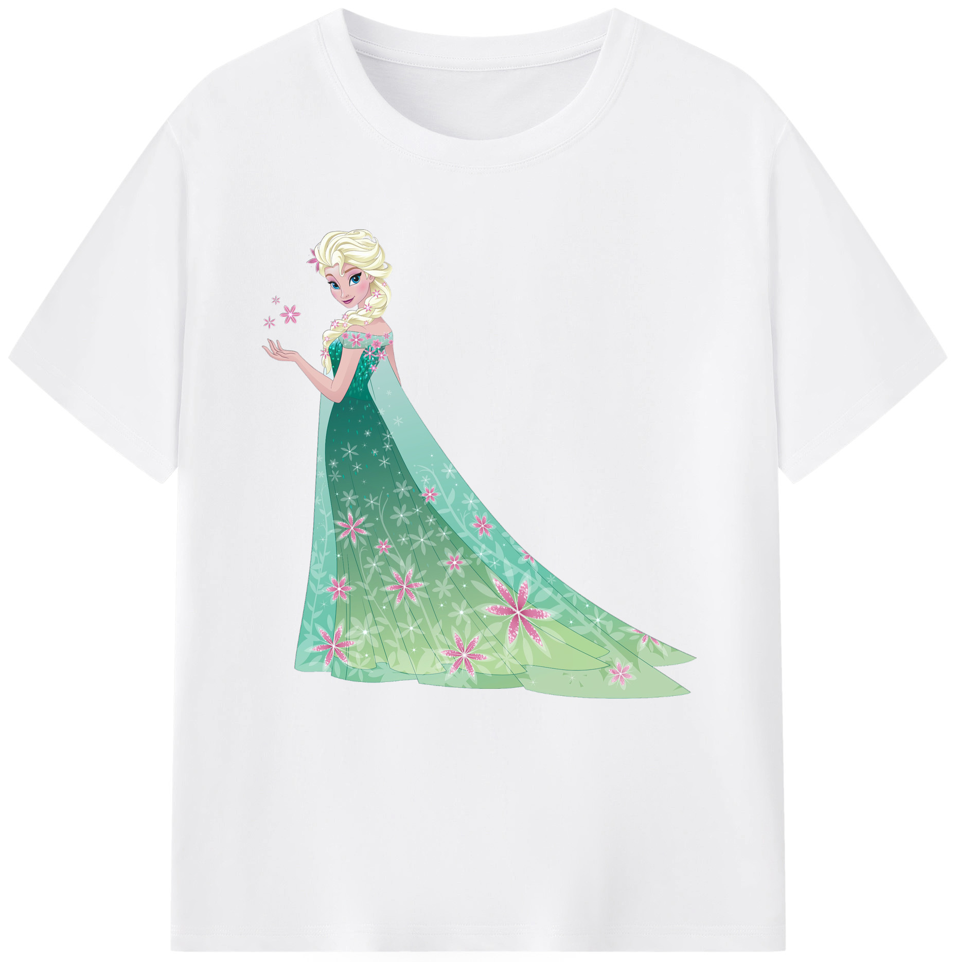 （画像用） アナと雪の女王 アンナ エルサ Frozen Anna Elsa 綿100％半袖Tシャツ（フロントプリント）