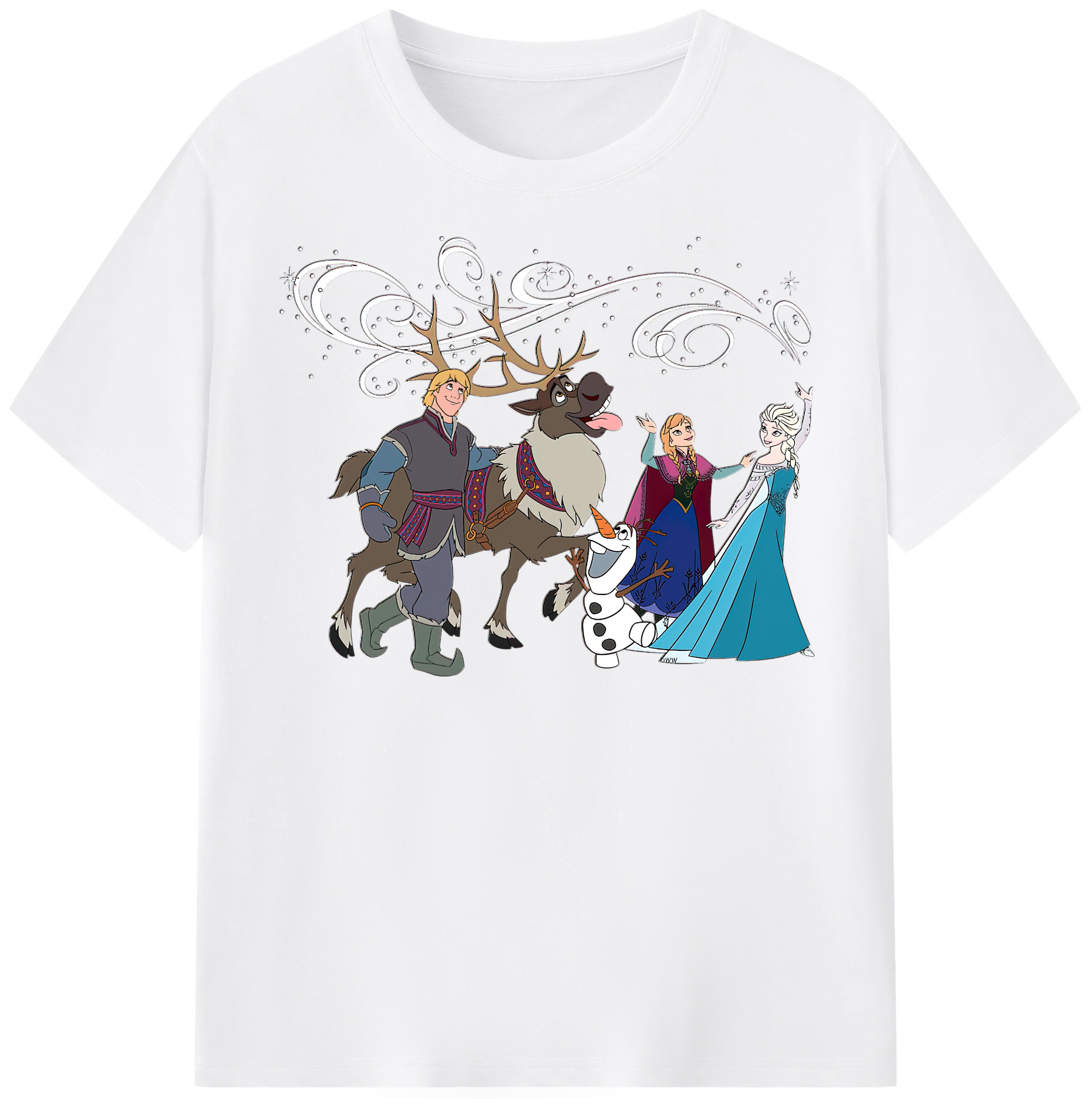 （画像用） アナと雪の女王 アンナ エルサ Frozen Anna Elsa 綿100％半袖Tシャツ（フロントプリント）