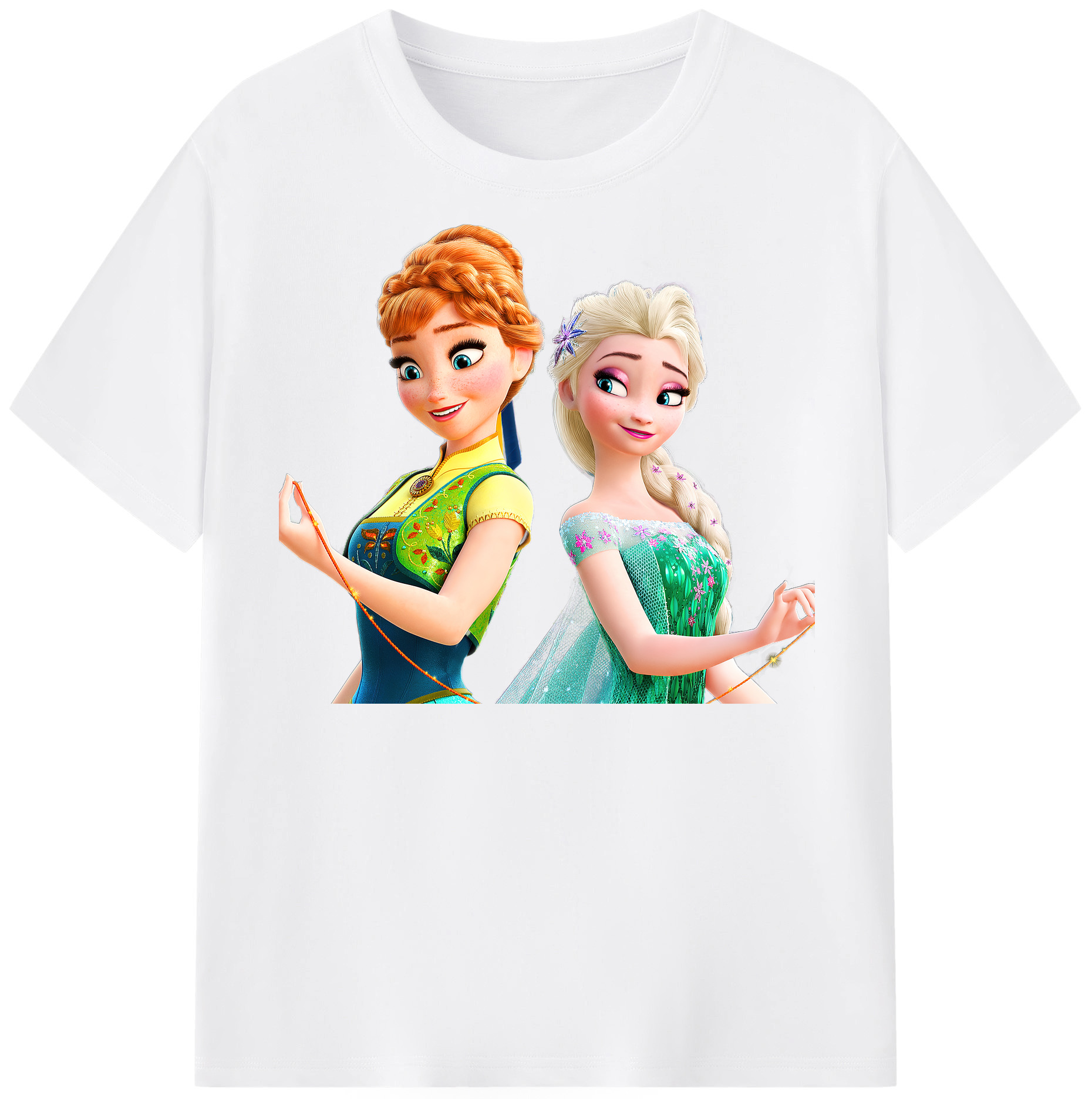 （画像用） アナと雪の女王 アンナ エルサ Frozen Anna Elsa 綿100％半袖Tシャツ（フロントプリント）
