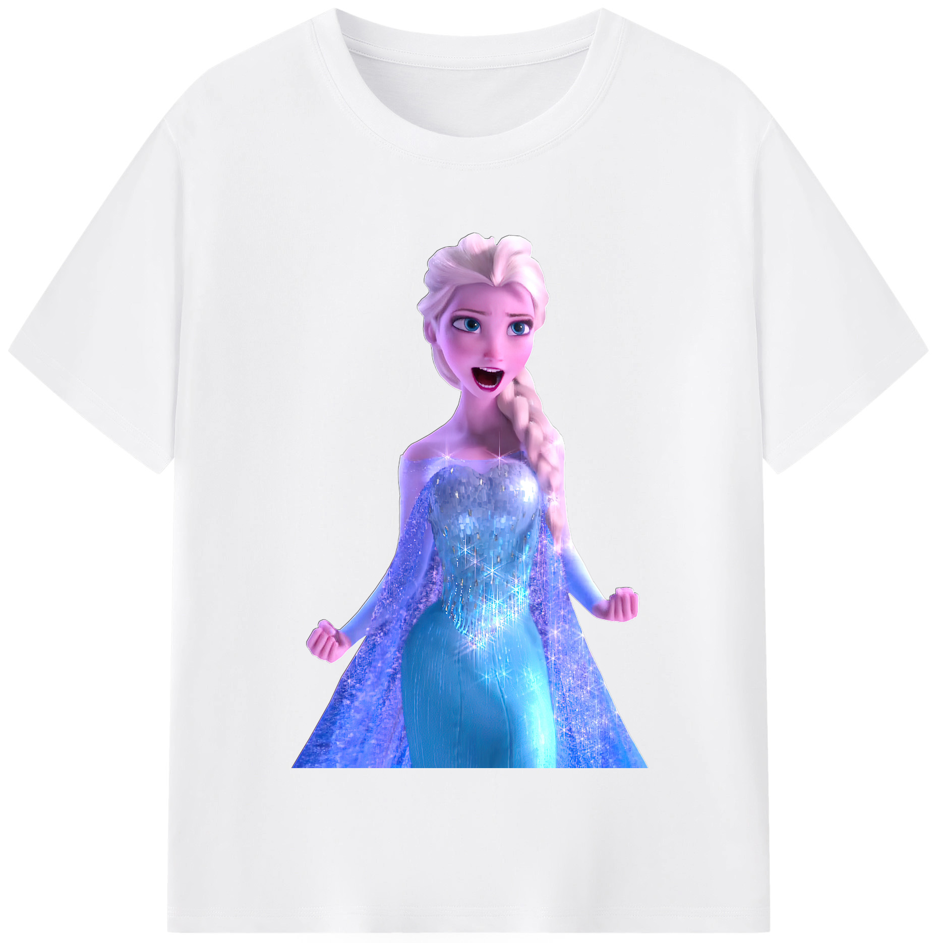 （画像用） アナと雪の女王 アンナ エルサ Frozen Anna Elsa 綿100％半袖Tシャツ（フロントプリント）