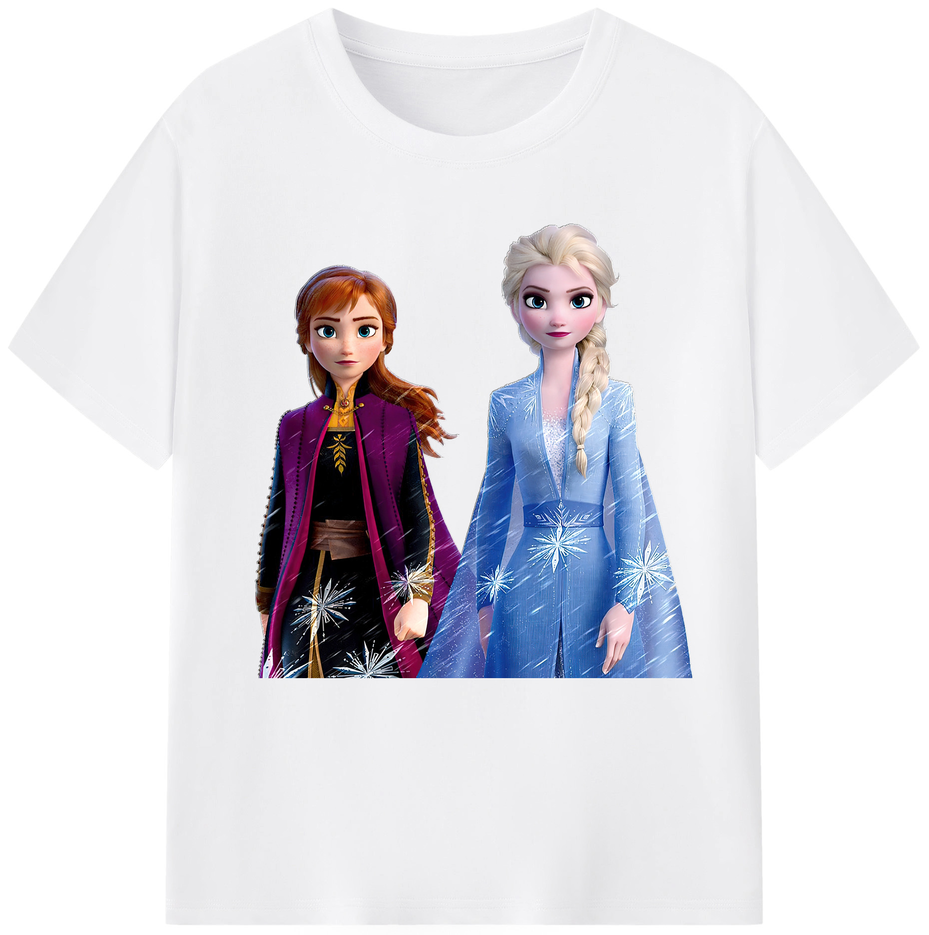 （画像用） アナと雪の女王 アンナ エルサ Frozen Anna Elsa 綿100％半袖Tシャツ（フロントプリント）
