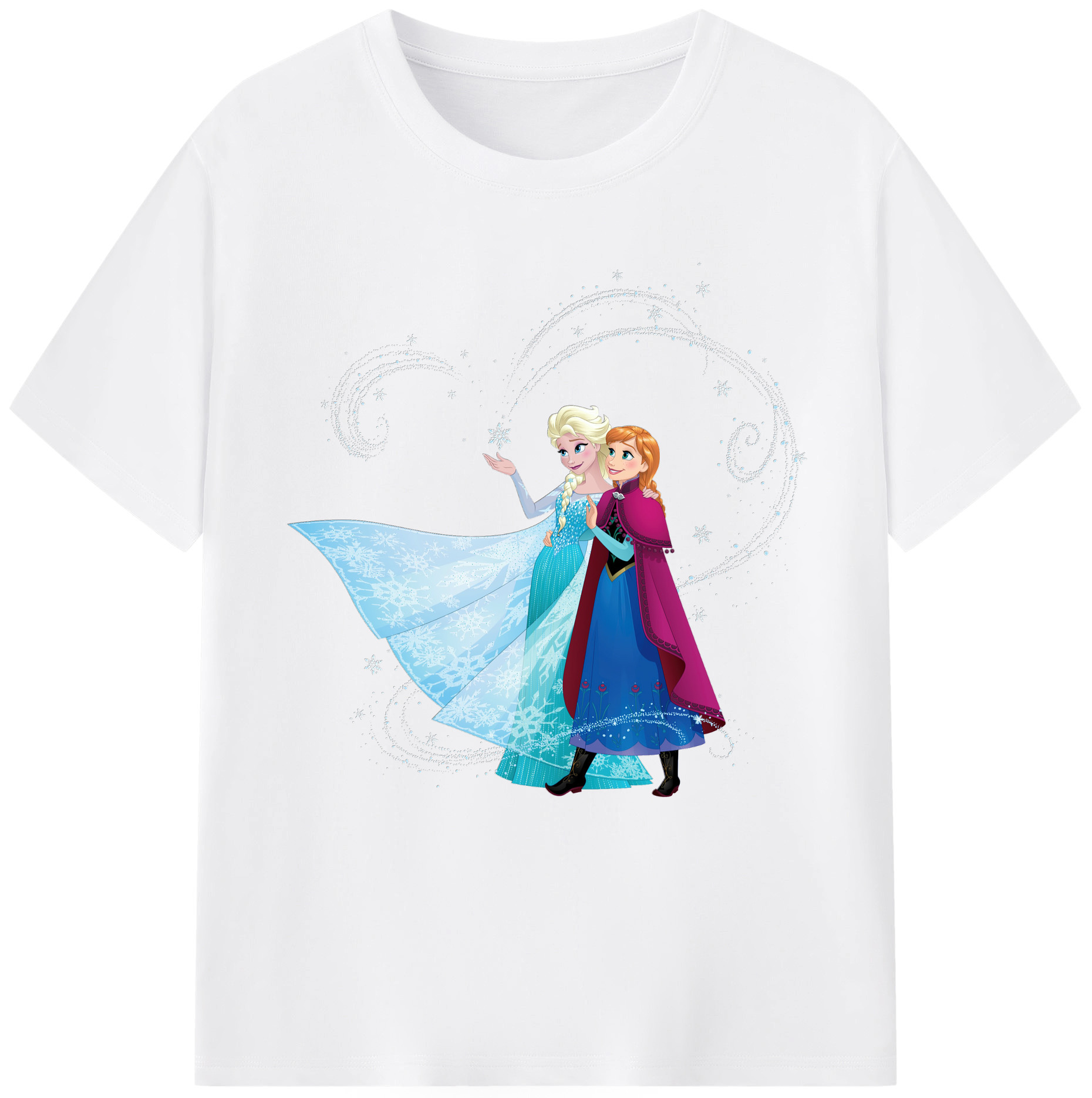 （画像用） アナと雪の女王 アンナ エルサ Frozen Anna Elsa 綿100％半袖Tシャツ（フロントプリント）