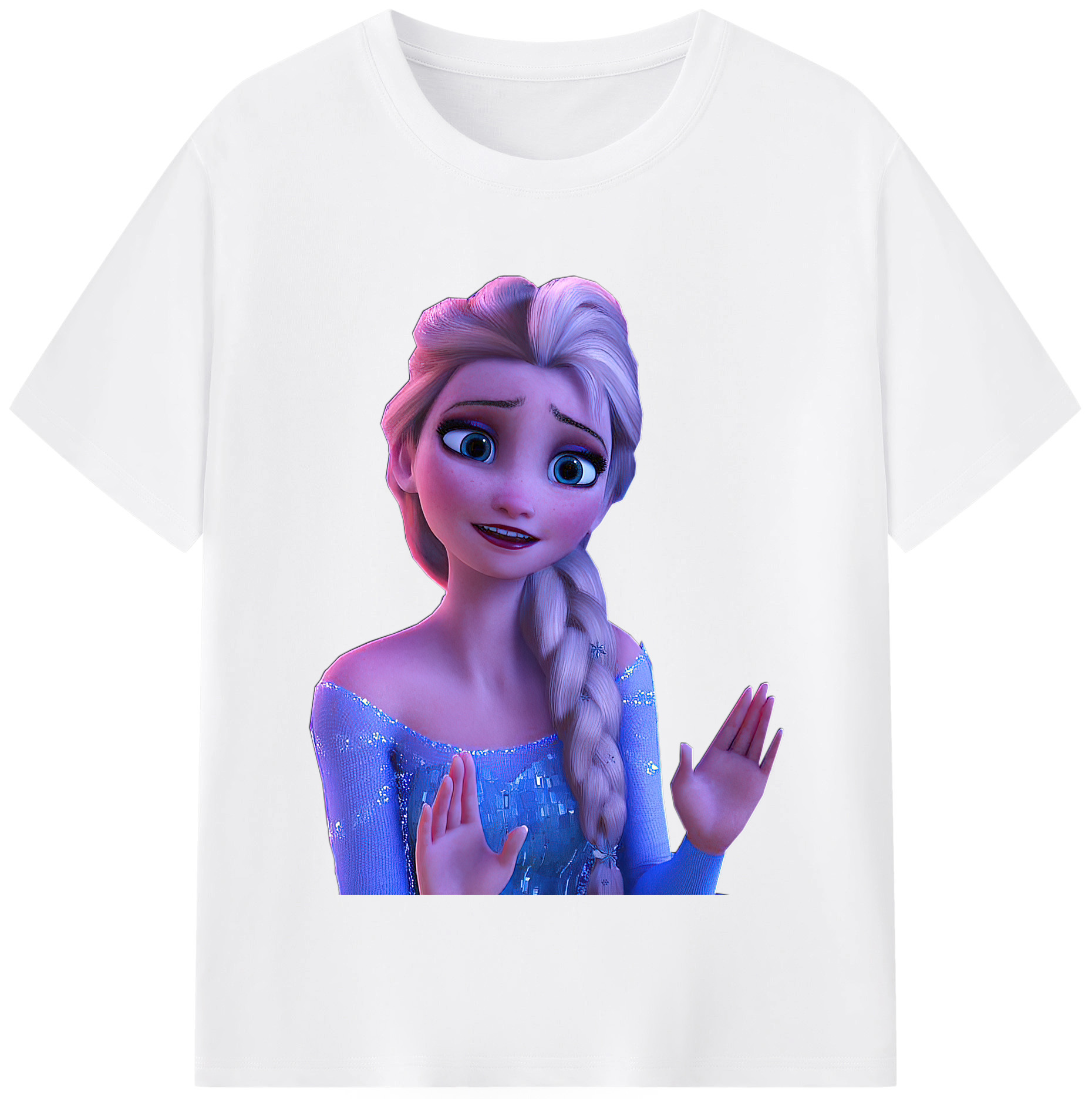 （画像用） アナと雪の女王 アンナ エルサ Frozen Anna Elsa 綿100％半袖Tシャツ（フロントプリント）