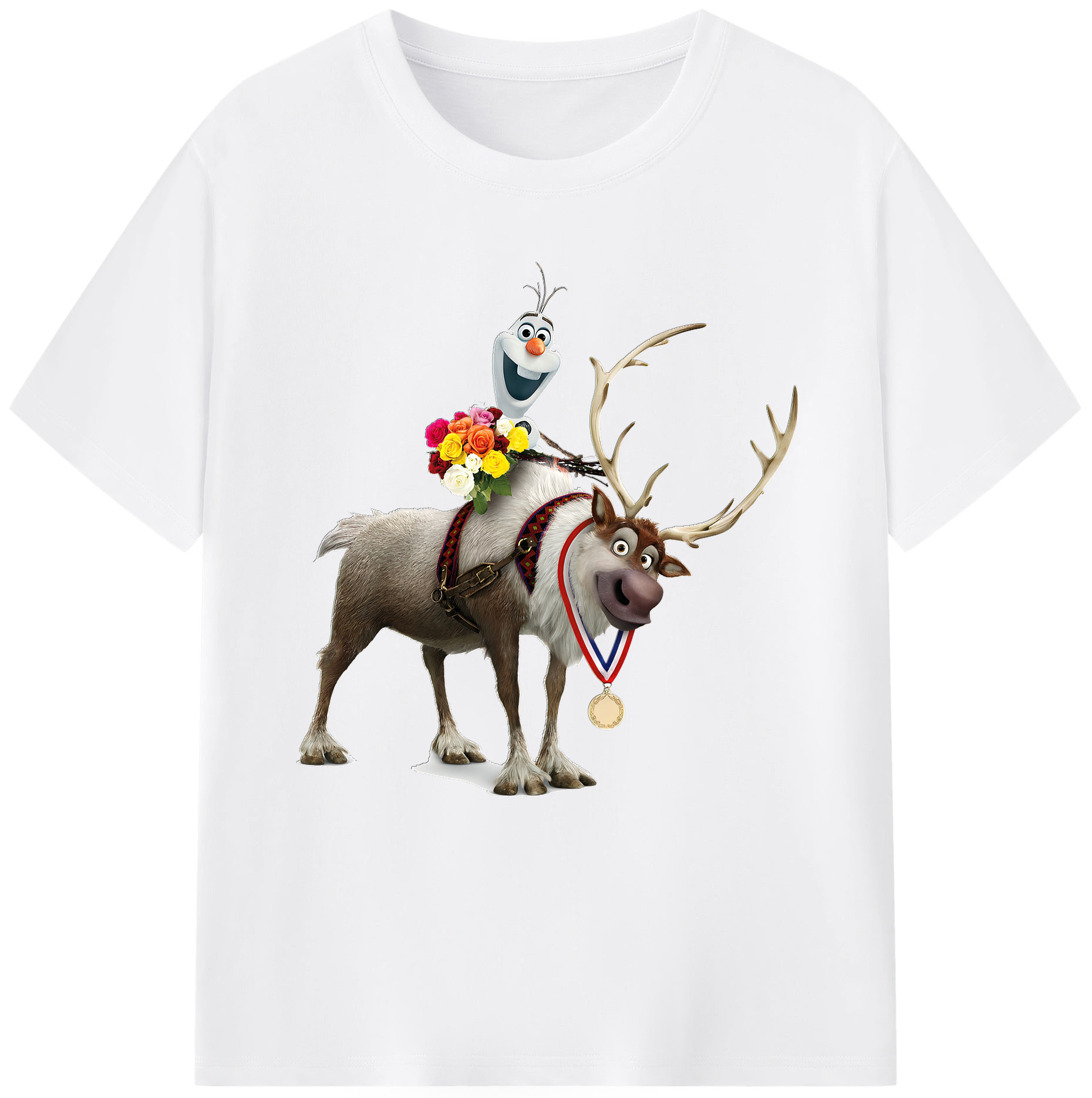 （画像用） アナと雪の女王 アンナ エルサ Frozen Anna Elsa 綿100％半袖Tシャツ（フロントプリント）