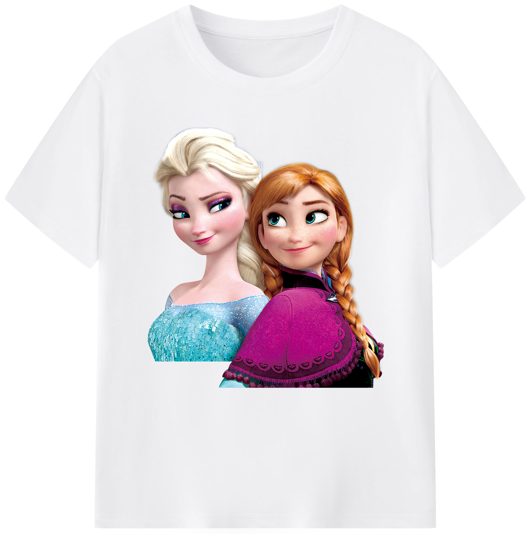 （画像用） アナと雪の女王 アンナ エルサ Frozen Anna Elsa 綿100％半袖Tシャツ（フロントプリント）
