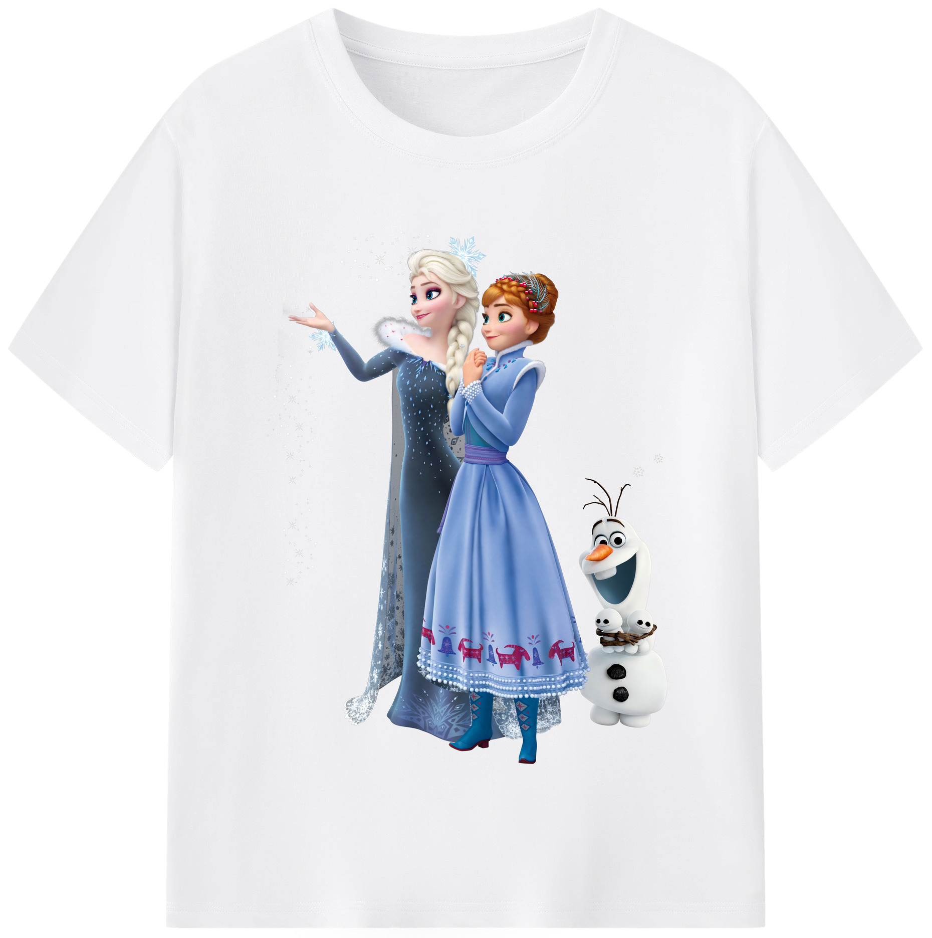 （画像用） アナと雪の女王 アンナ エルサ Frozen Anna Elsa 綿100％半袖Tシャツ（フロントプリント）