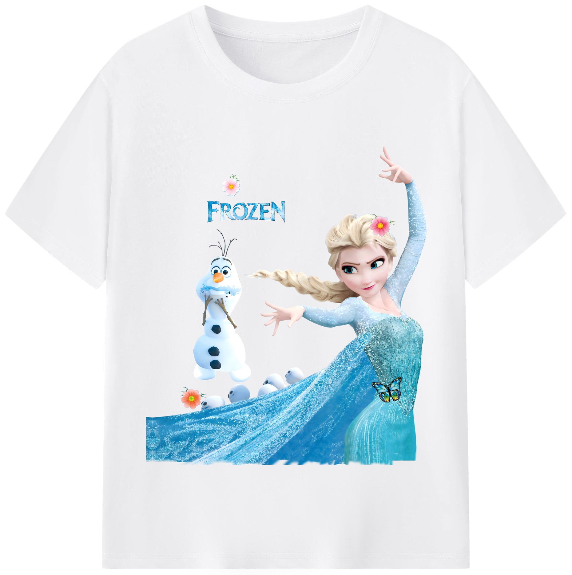 （画像用） アナと雪の女王 アンナ エルサ Frozen Anna Elsa 綿100％半袖Tシャツ（フロントプリント）