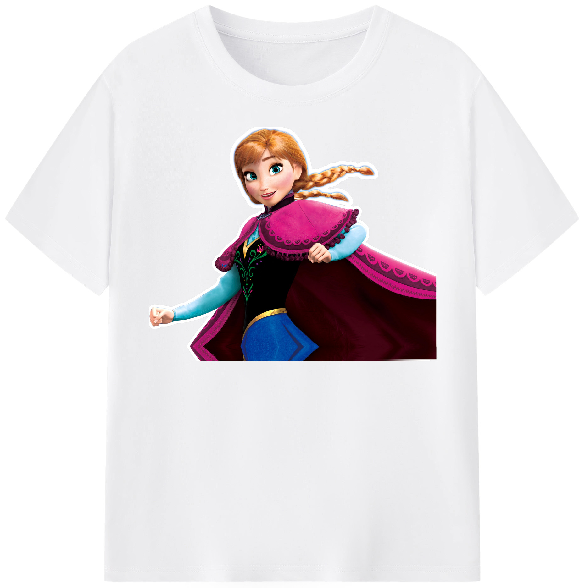 （画像用） アナと雪の女王 アンナ エルサ Frozen Anna Elsa 綿100％半袖Tシャツ（フロントプリント）