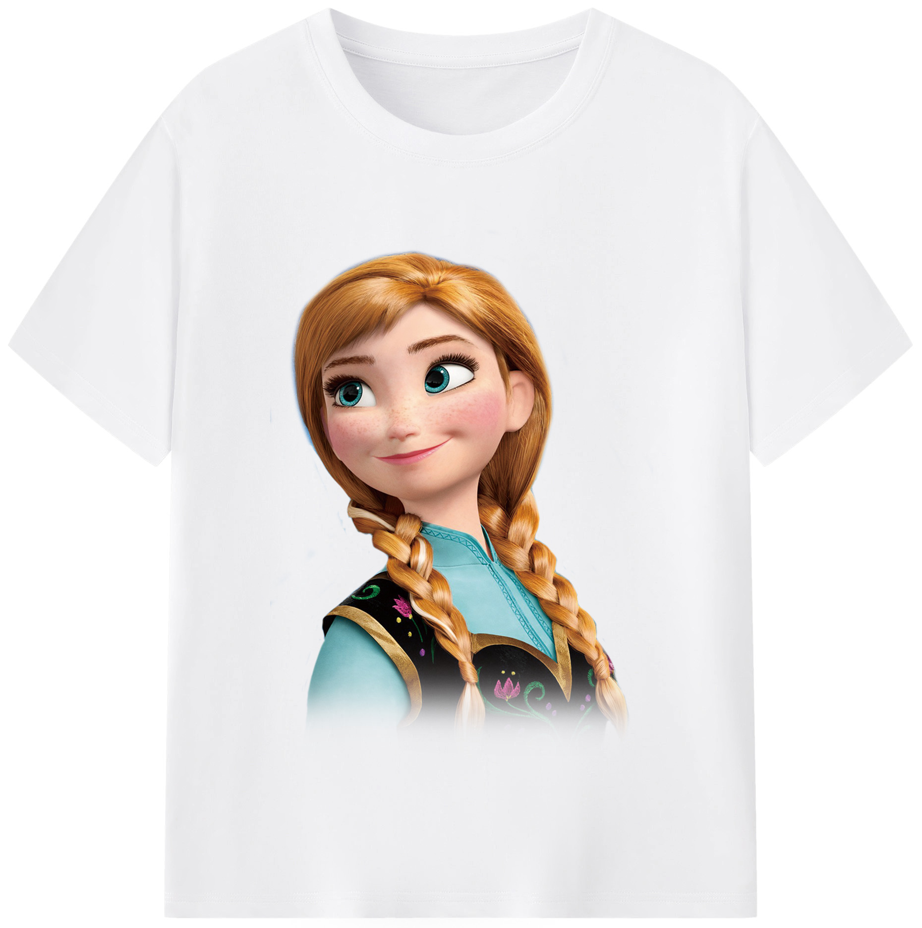 （画像用） アナと雪の女王 アンナ エルサ Frozen Anna Elsa 綿100％半袖Tシャツ（フロントプリント）