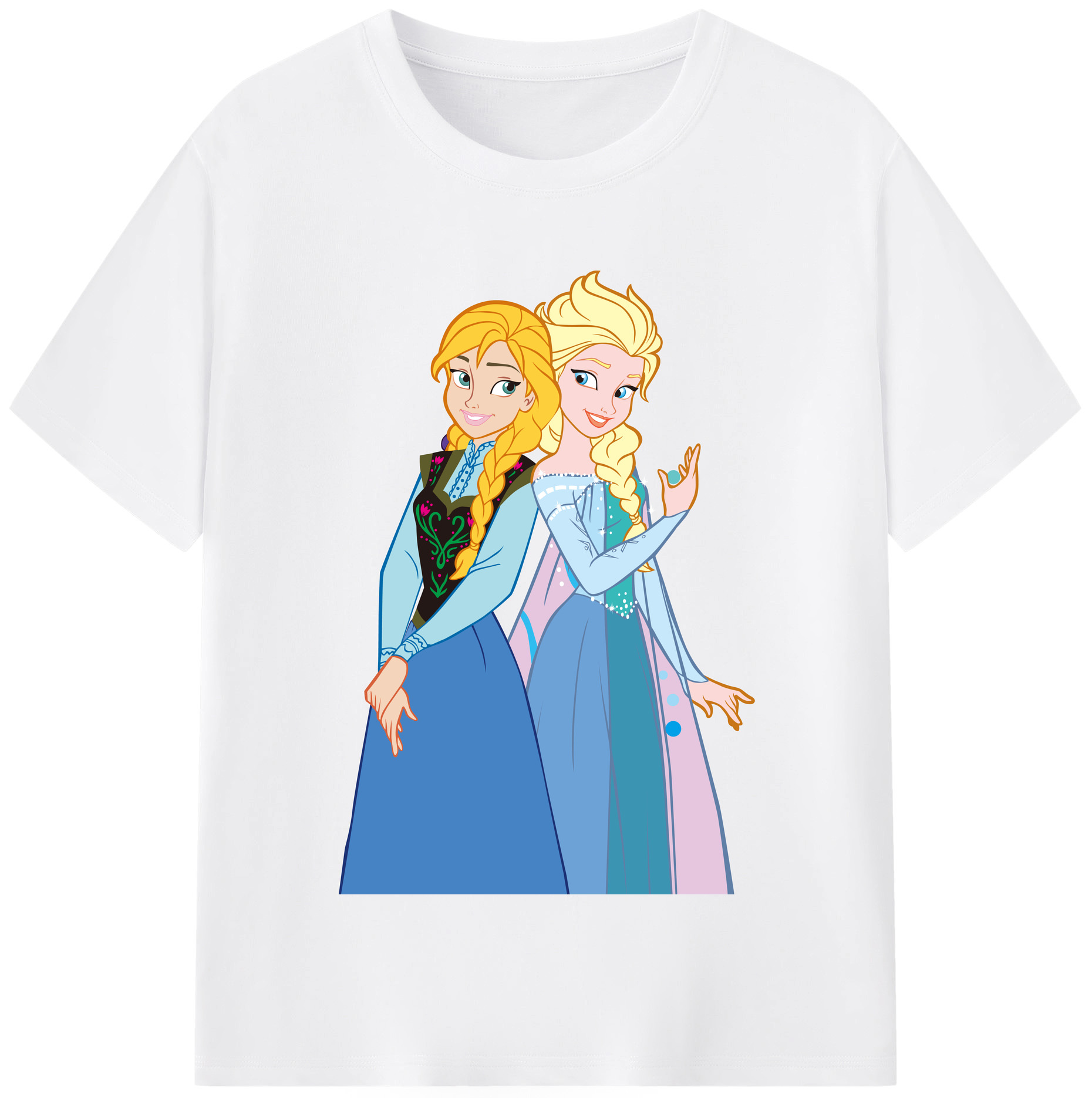 （画像用） アナと雪の女王 アンナ エルサ Frozen Anna Elsa 綿100％半袖Tシャツ（フロントプリント）