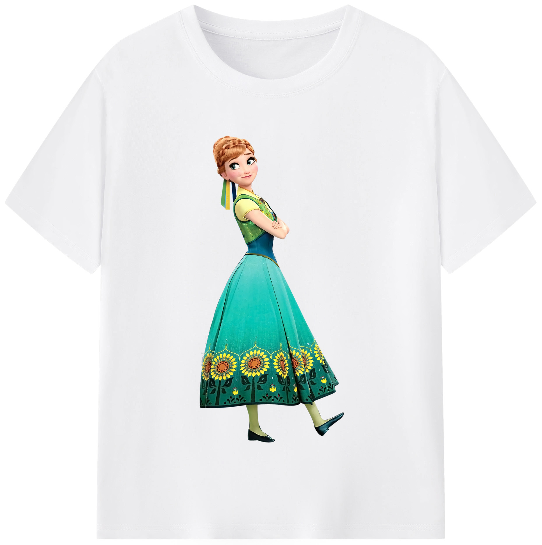 （画像用） アナと雪の女王 アンナ エルサ Frozen Anna Elsa 綿100％半袖Tシャツ（フロントプリント）