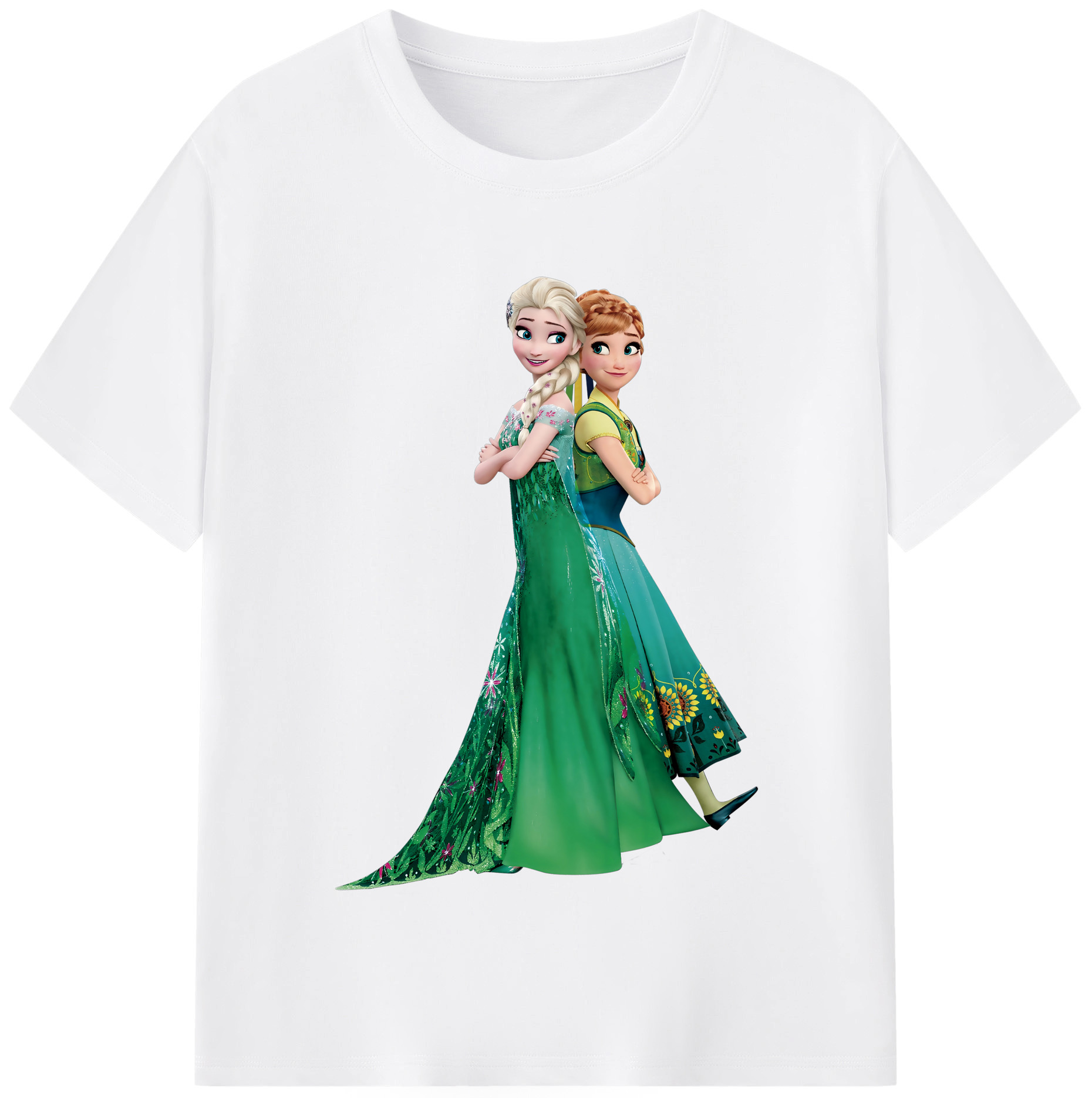 （画像用） アナと雪の女王 アンナ エルサ Frozen Anna Elsa 綿100％半袖Tシャツ（フロントプリント）