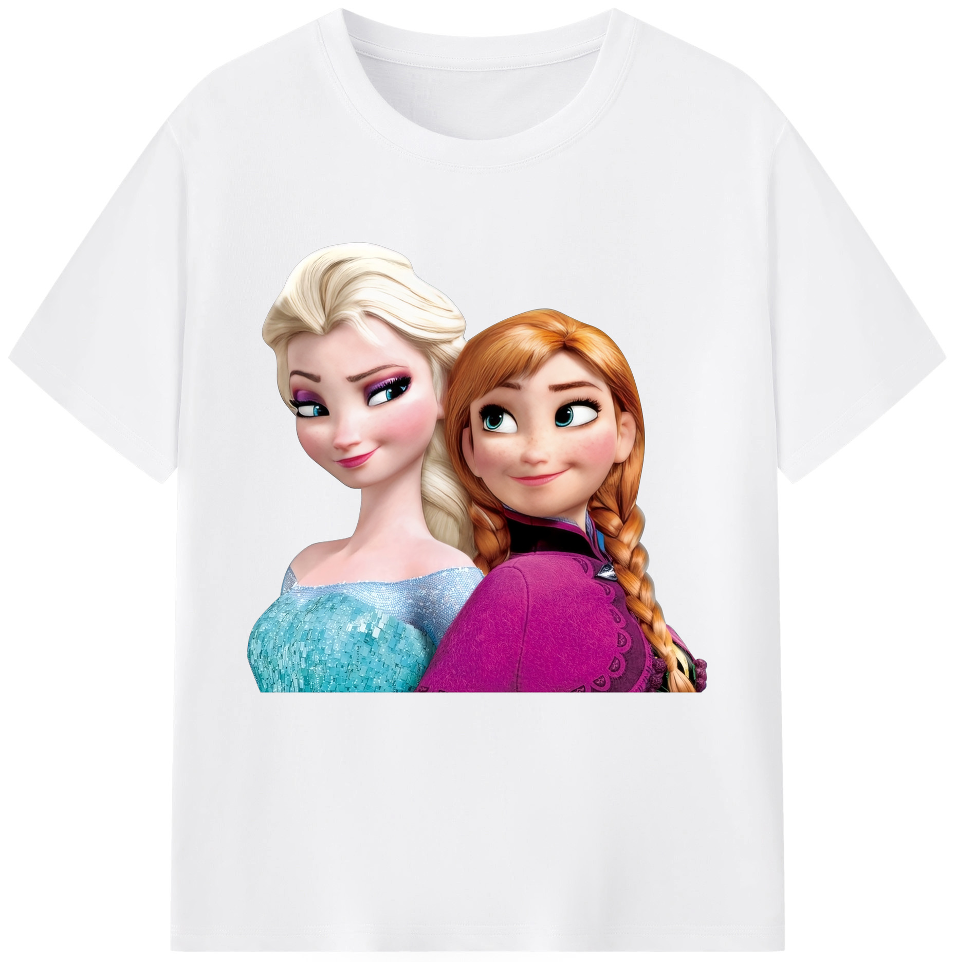 （画像用） アナと雪の女王 アンナ エルサ Frozen Anna Elsa 綿100％半袖Tシャツ（フロントプリント）