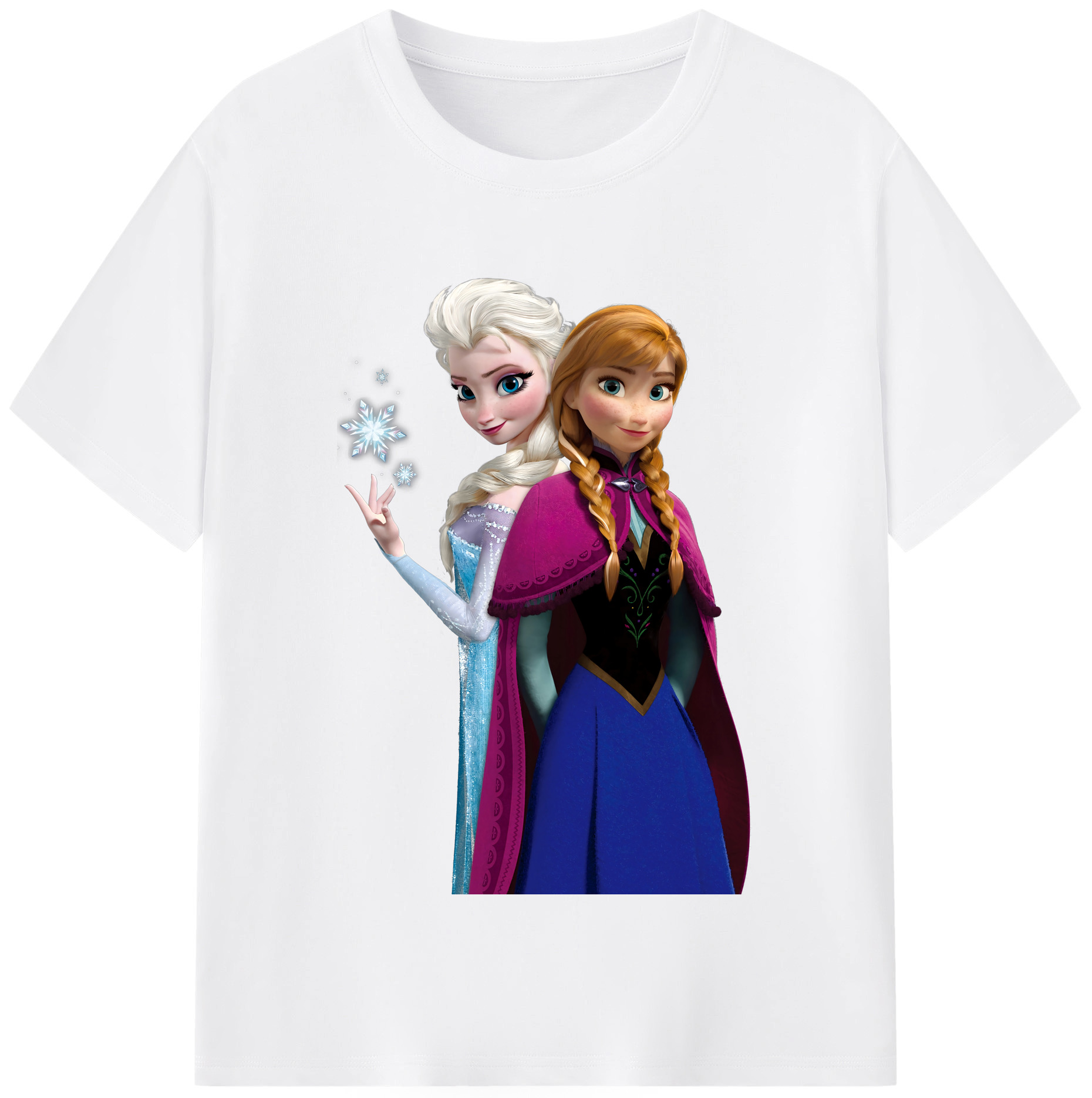 （画像用） アナと雪の女王 アンナ エルサ Frozen Anna Elsa 綿100％半袖Tシャツ（フロントプリント）