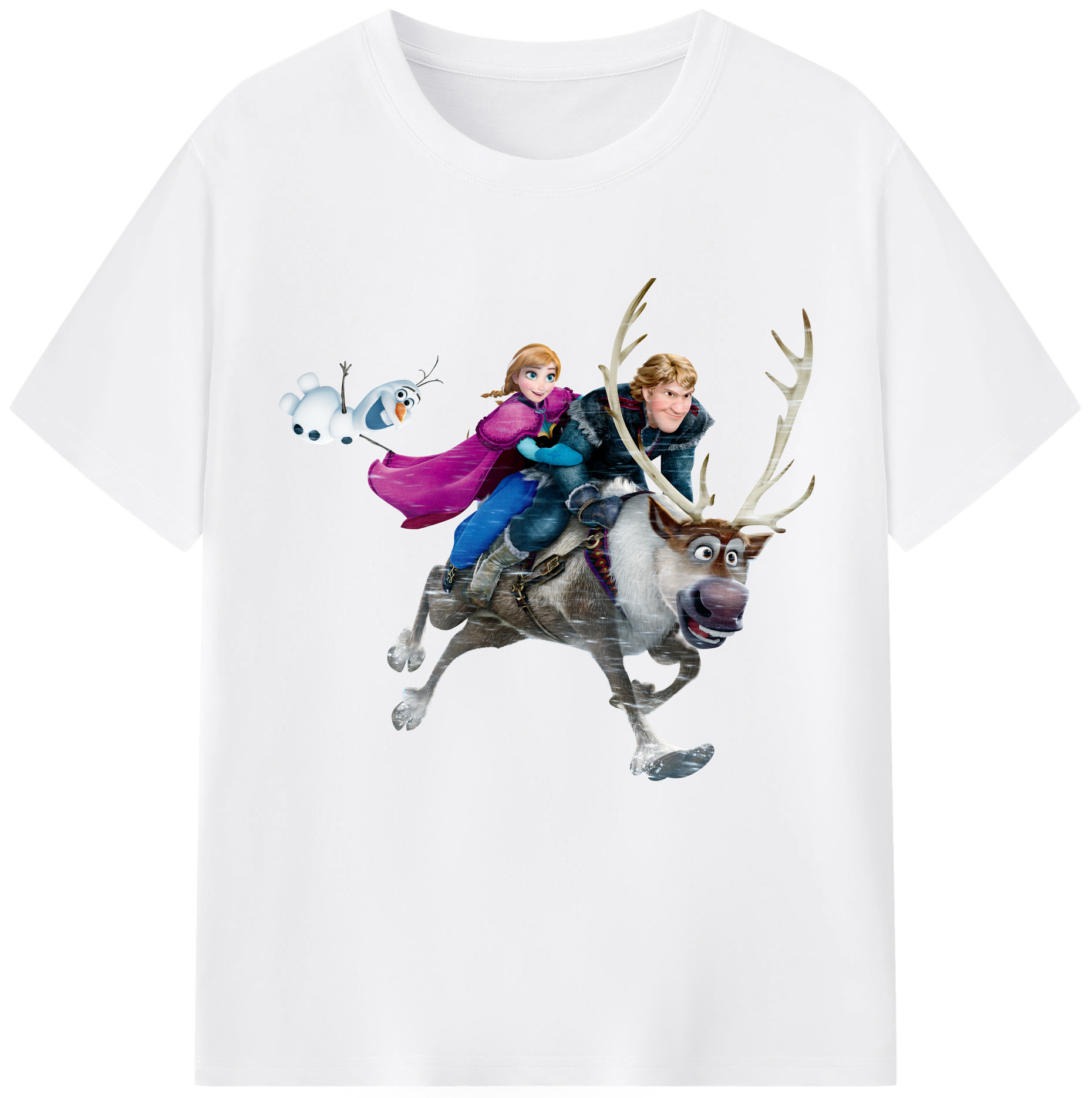 （画像用） アナと雪の女王 アンナ エルサ Frozen Anna Elsa 綿100％半袖Tシャツ（フロントプリント）