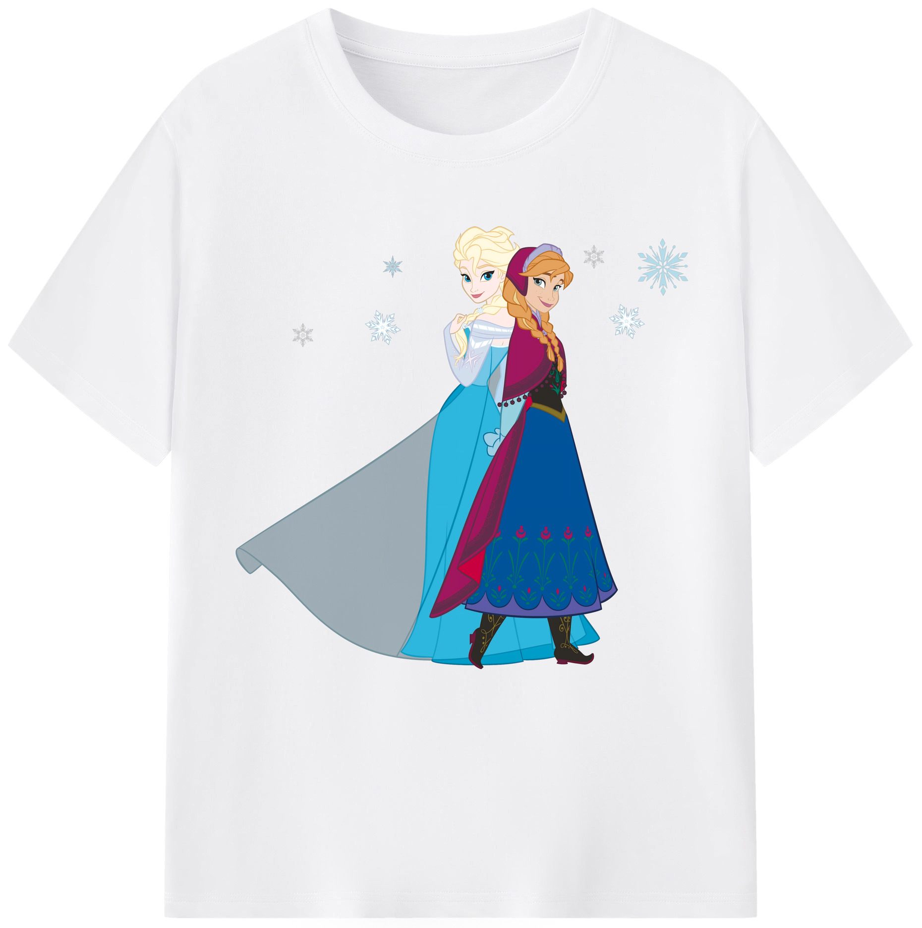 （画像用） アナと雪の女王 アンナ エルサ Frozen Anna Elsa 綿100％半袖Tシャツ（フロントプリント）
