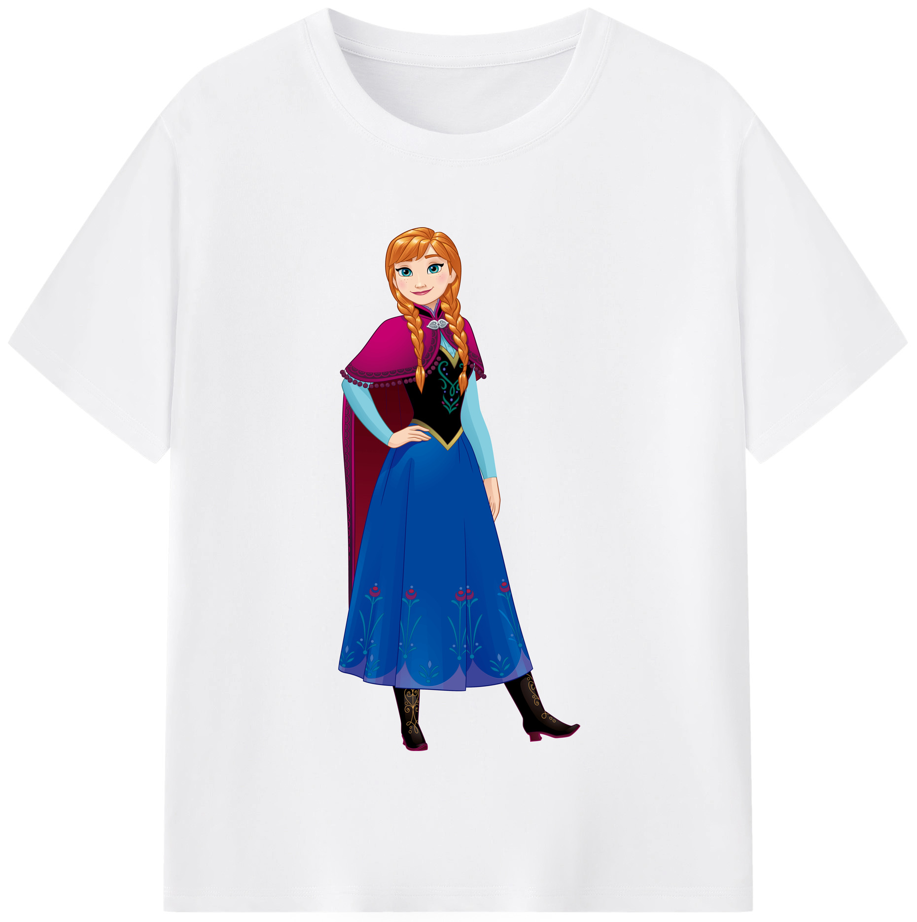 （画像用） アナと雪の女王 アンナ エルサ Frozen Anna Elsa 綿100％半袖Tシャツ（フロントプリント）