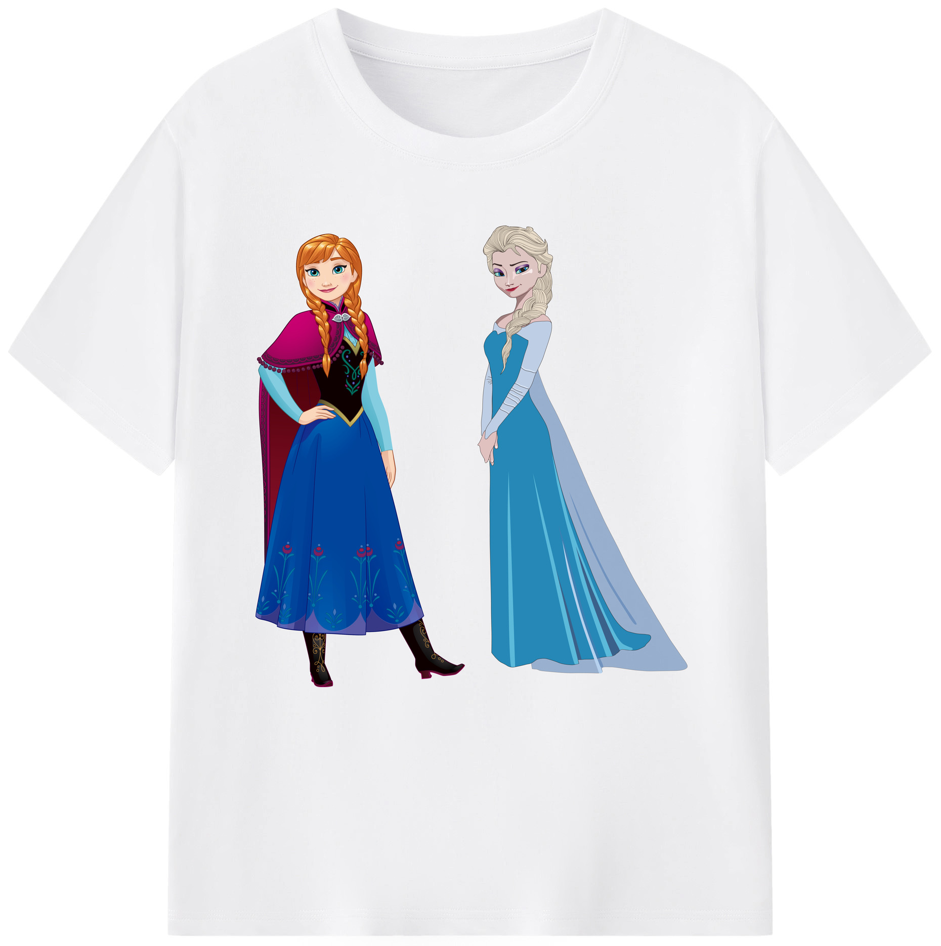 （画像用） アナと雪の女王 アンナ エルサ Frozen Anna Elsa 綿100％半袖Tシャツ（フロントプリント）