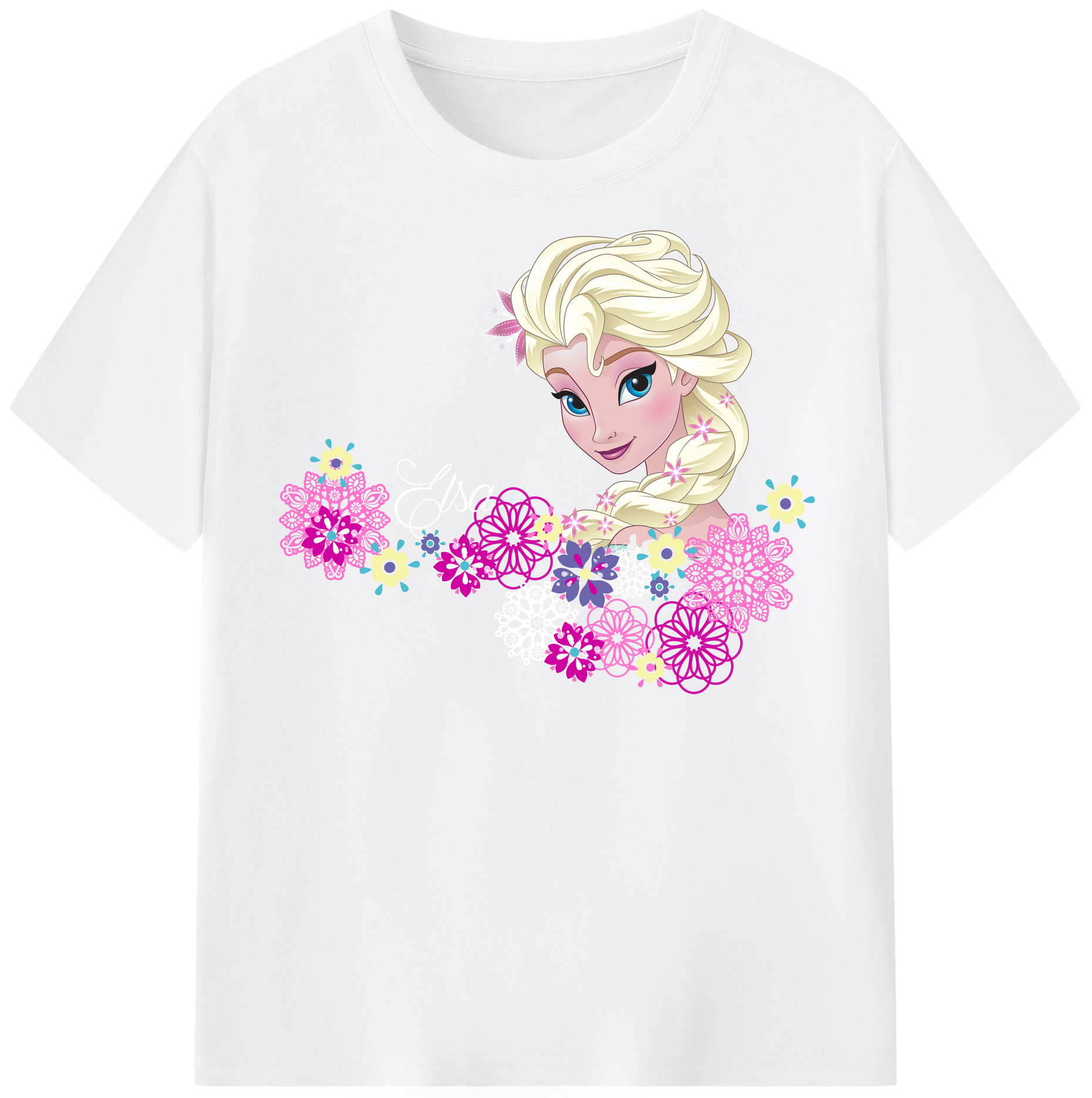 （画像用） アナと雪の女王 アンナ エルサ Frozen Anna Elsa 綿100％半袖Tシャツ（フロントプリント）