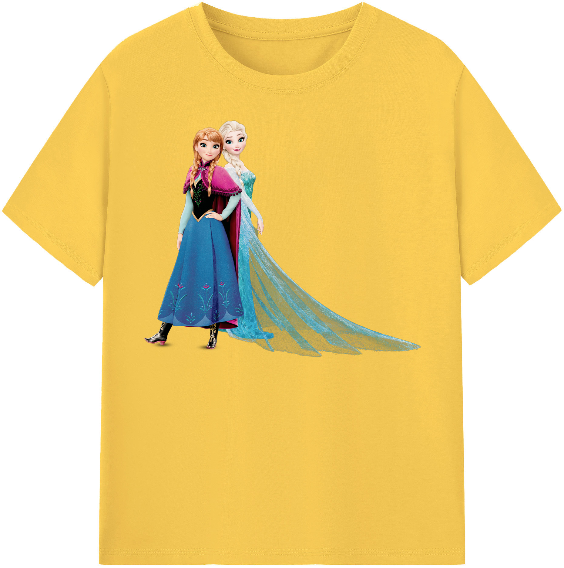 （画像用） アナと雪の女王 アンナ エルサ Frozen Anna Elsa 綿100％半袖Tシャツ（フロントプリント）