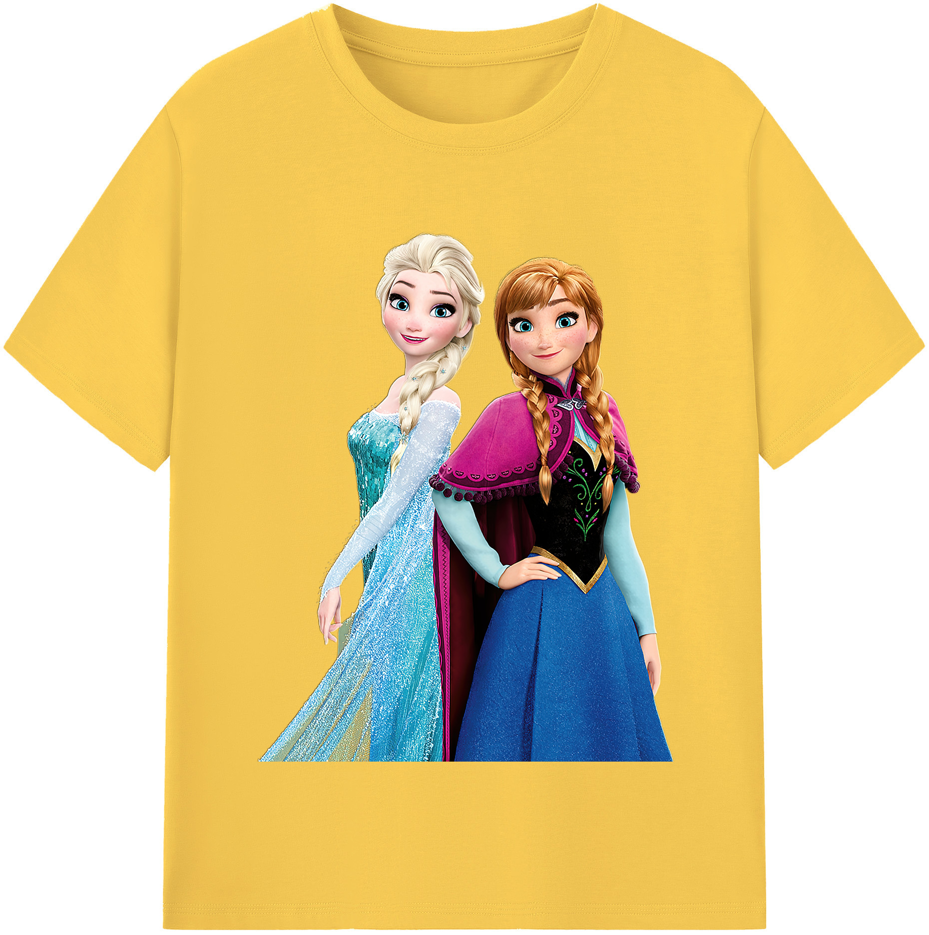 （画像用） アナと雪の女王 アンナ エルサ Frozen Anna Elsa 綿100％半袖Tシャツ（フロントプリント）