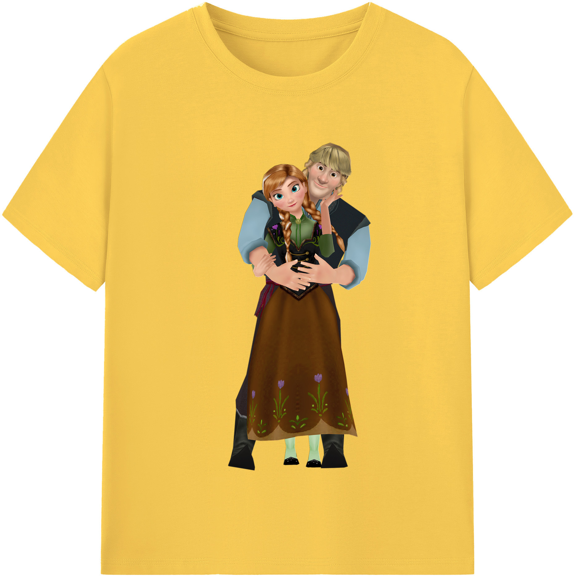 （画像用） アナと雪の女王 アンナ エルサ Frozen Anna Elsa 綿100％半袖Tシャツ（フロントプリント）