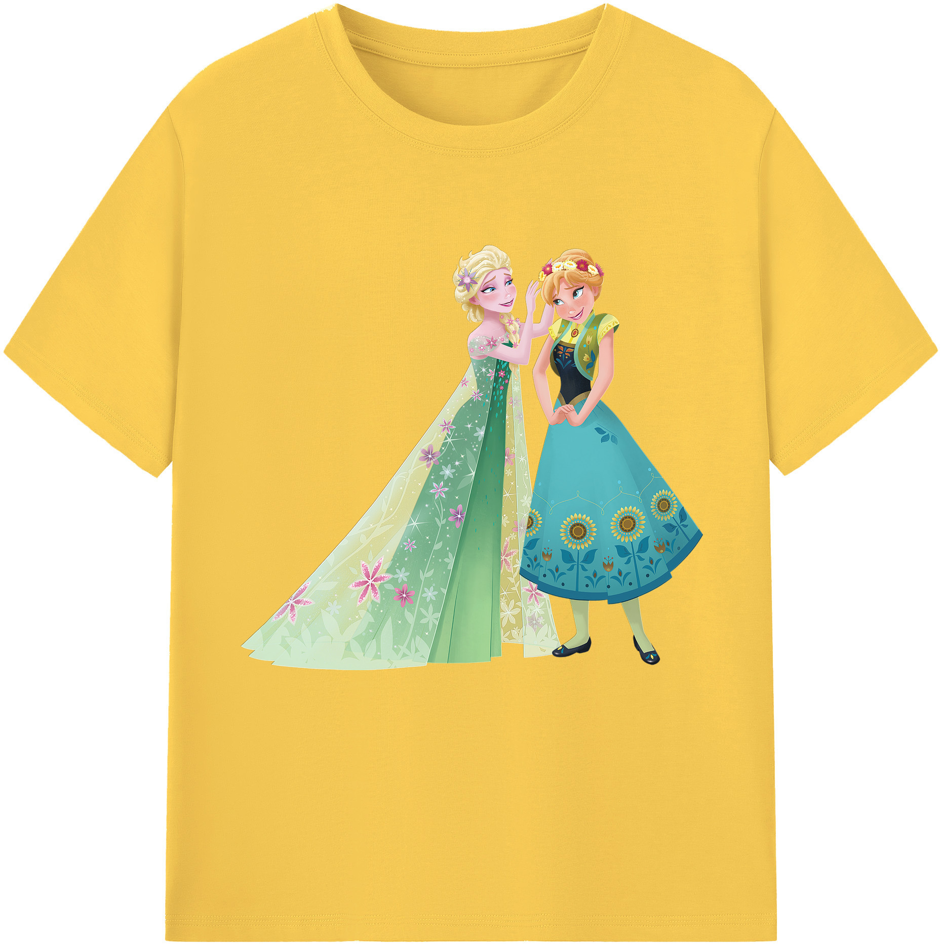 （画像用） アナと雪の女王 アンナ エルサ Frozen Anna Elsa 綿100％半袖Tシャツ（フロントプリント）