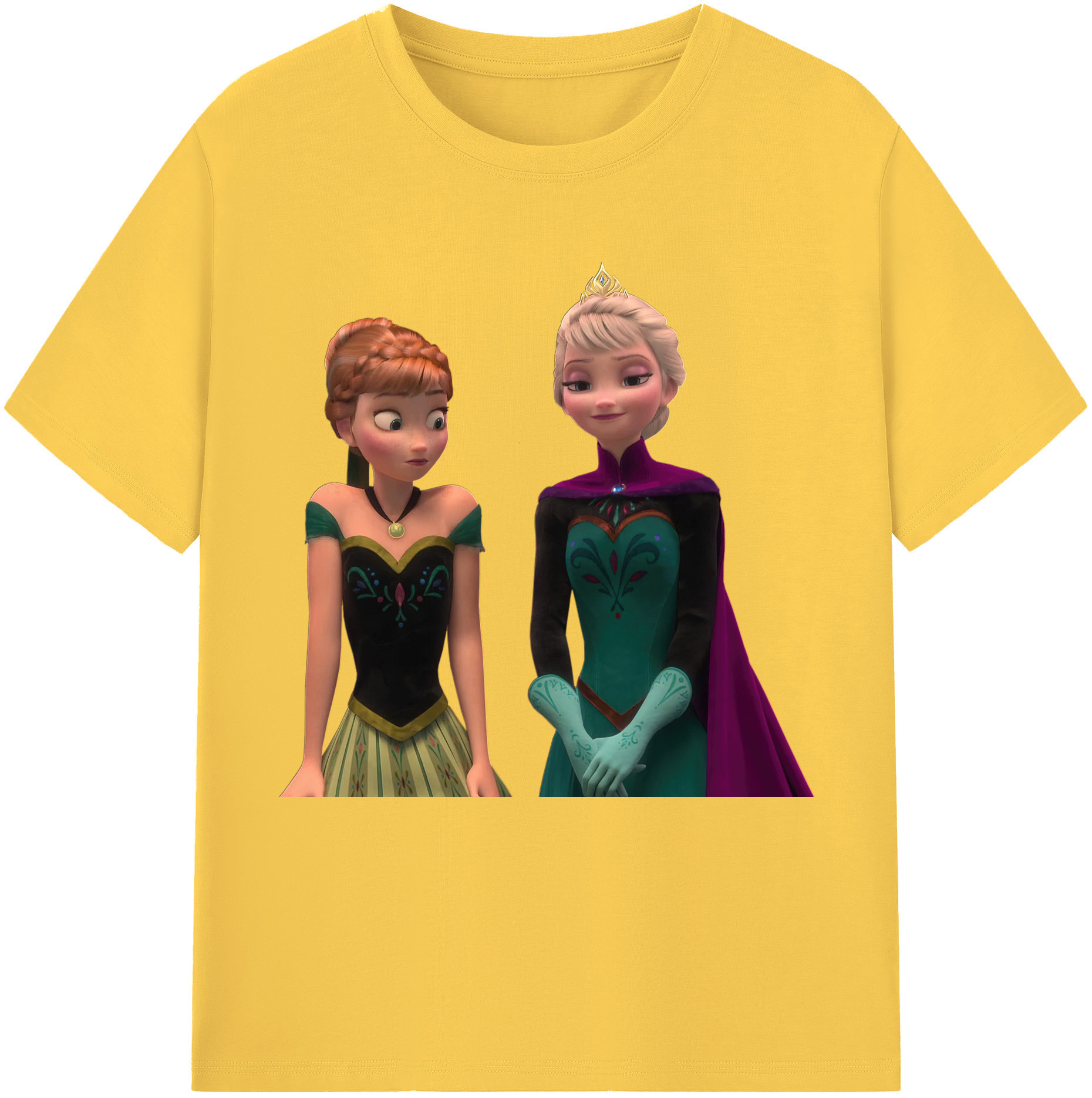 （画像用） アナと雪の女王 アンナ エルサ Frozen Anna Elsa 綿100％半袖Tシャツ（フロントプリント）