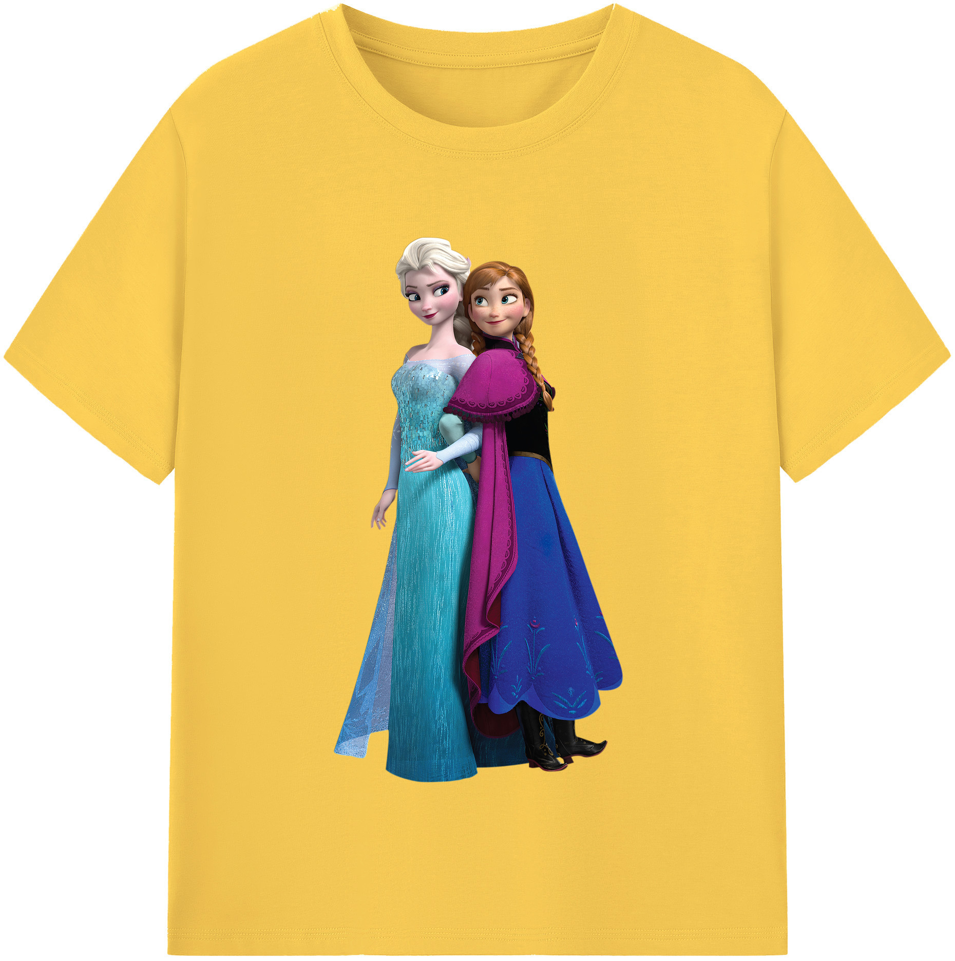 （画像用） アナと雪の女王 アンナ エルサ Frozen Anna Elsa 綿100％半袖Tシャツ（フロントプリント）