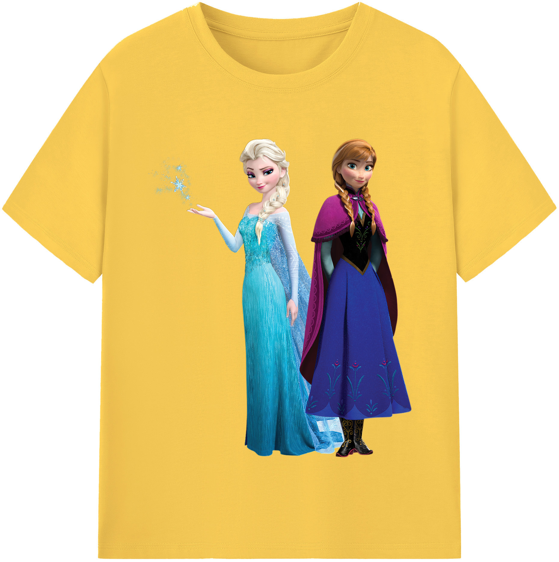 （画像用） アナと雪の女王 アンナ エルサ Frozen Anna Elsa 綿100％半袖Tシャツ（フロントプリント）