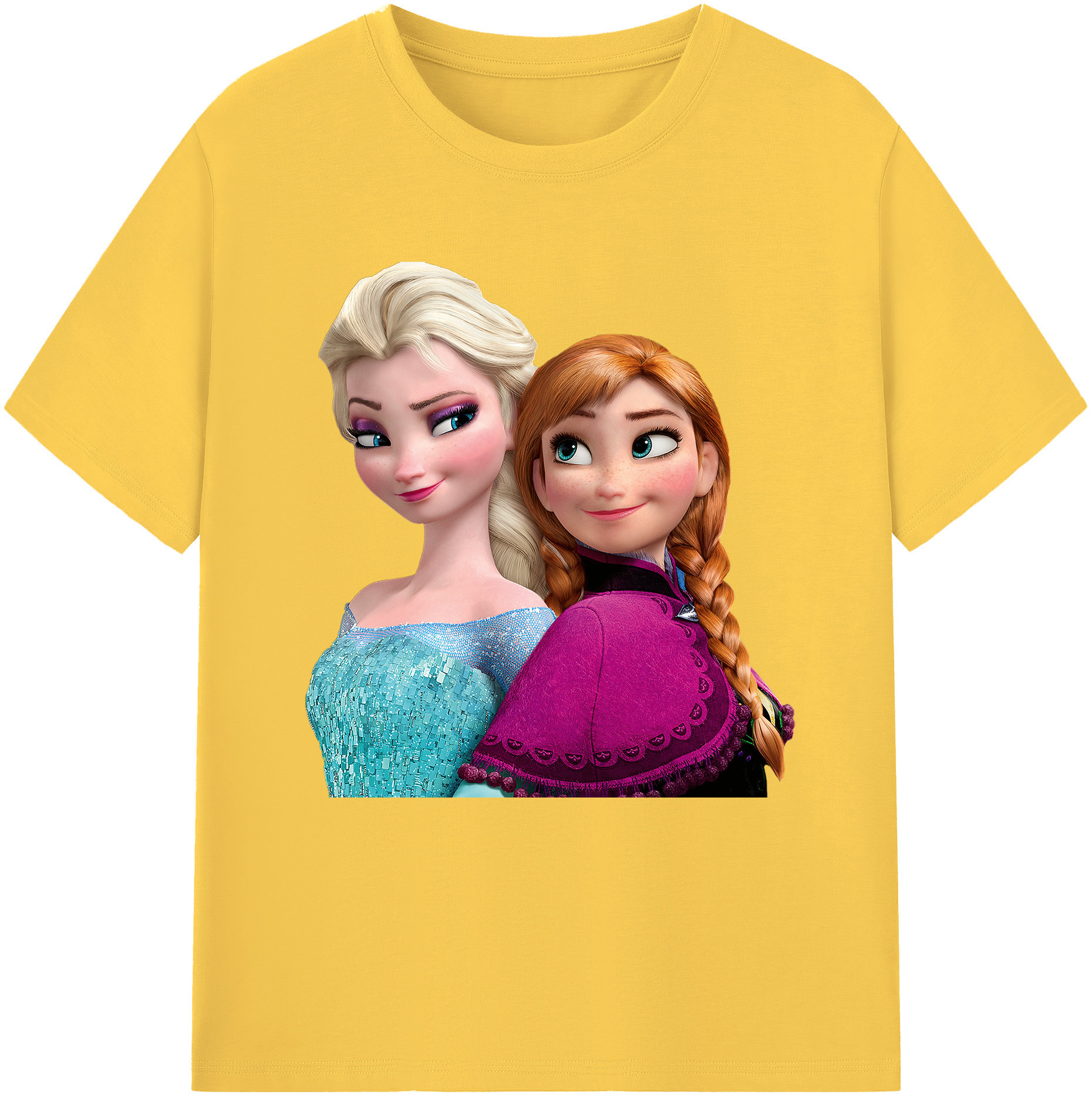 （画像用） アナと雪の女王 アンナ エルサ Frozen Anna Elsa 綿100％半袖Tシャツ（フロントプリント）