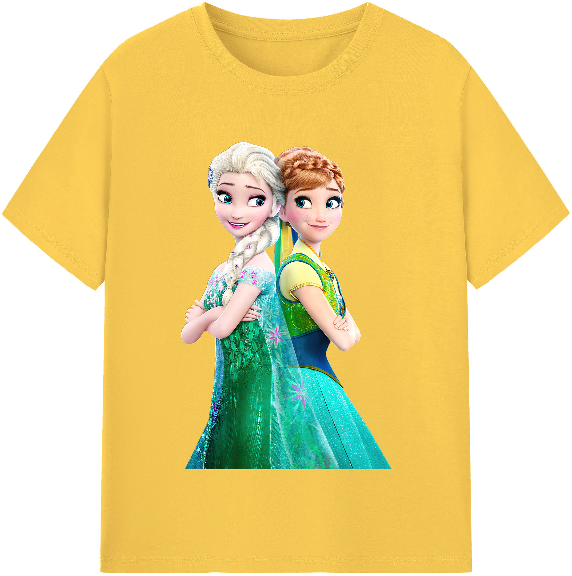 （画像用） アナと雪の女王 アンナ エルサ Frozen Anna Elsa 綿100％半袖Tシャツ（フロントプリント）