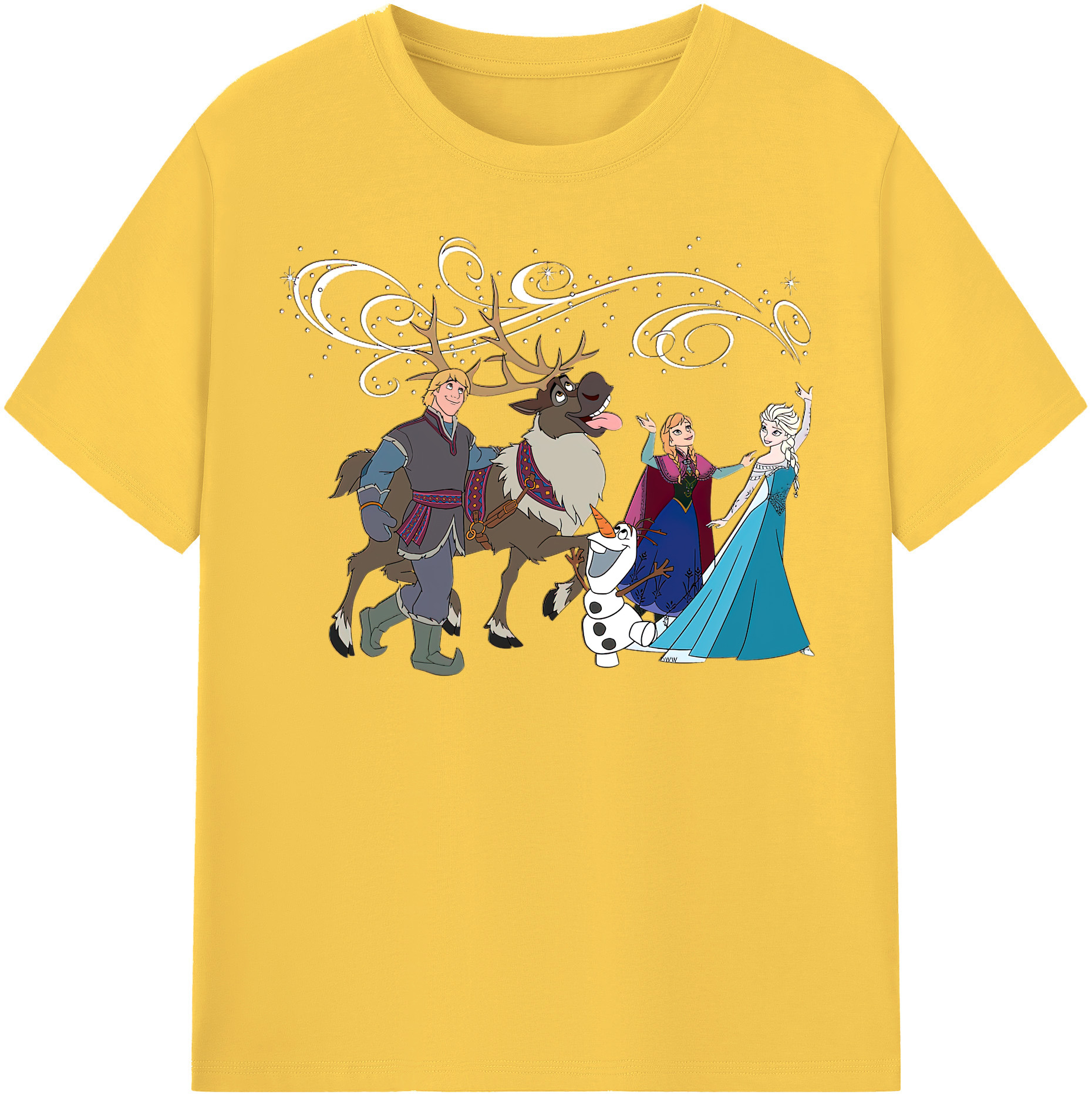 （画像用） アナと雪の女王 アンナ エルサ Frozen Anna Elsa 綿100％半袖Tシャツ（フロントプリント）