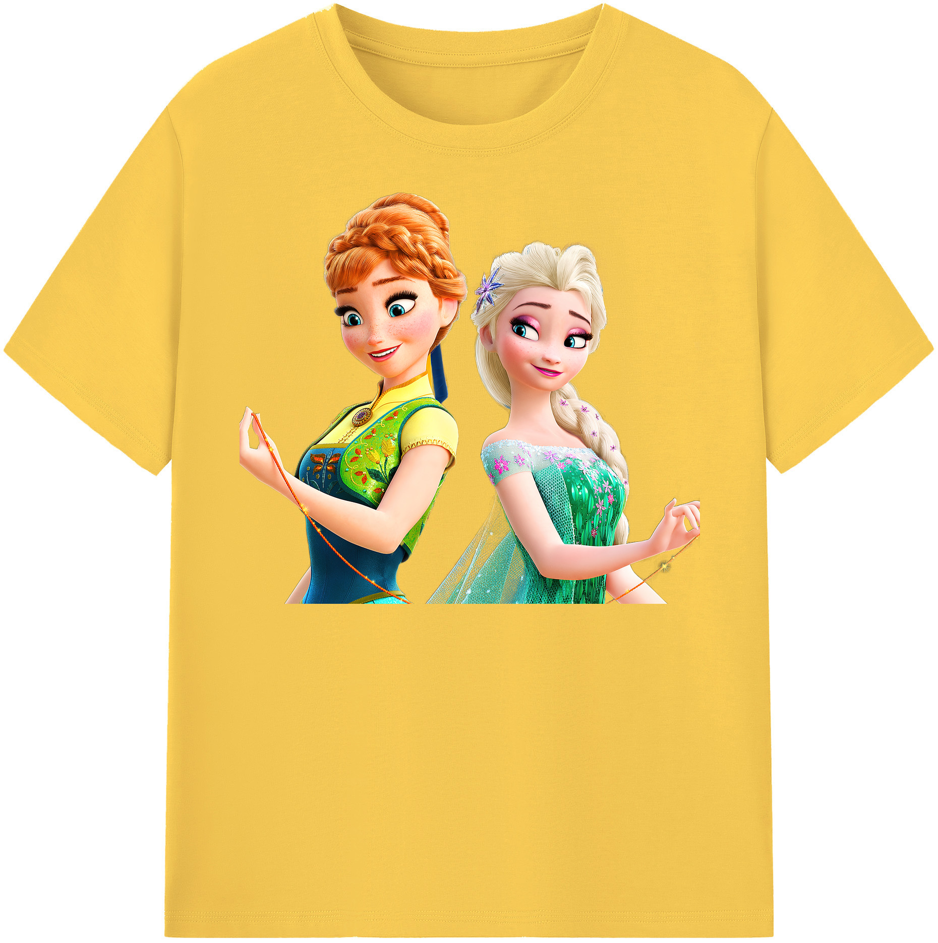 （画像用） アナと雪の女王 アンナ エルサ Frozen Anna Elsa 綿100％半袖Tシャツ（フロントプリント）