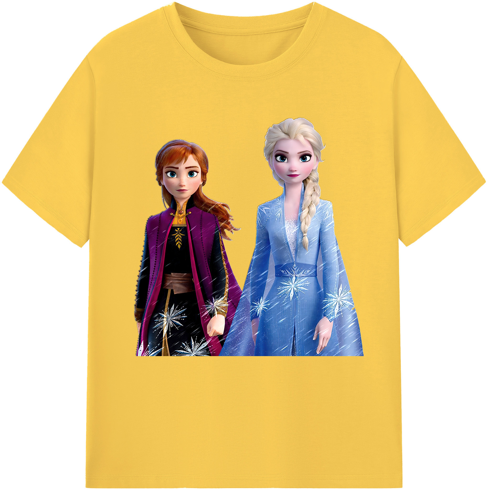 （画像用） アナと雪の女王 アンナ エルサ Frozen Anna Elsa 綿100％半袖Tシャツ（フロントプリント）