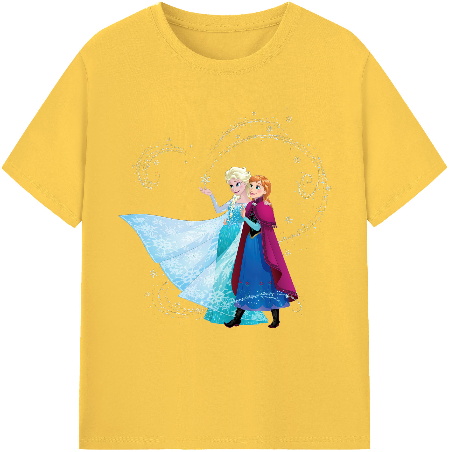 （画像用） アナと雪の女王 アンナ エルサ Frozen Anna Elsa 綿100％半袖Tシャツ（フロントプリント）