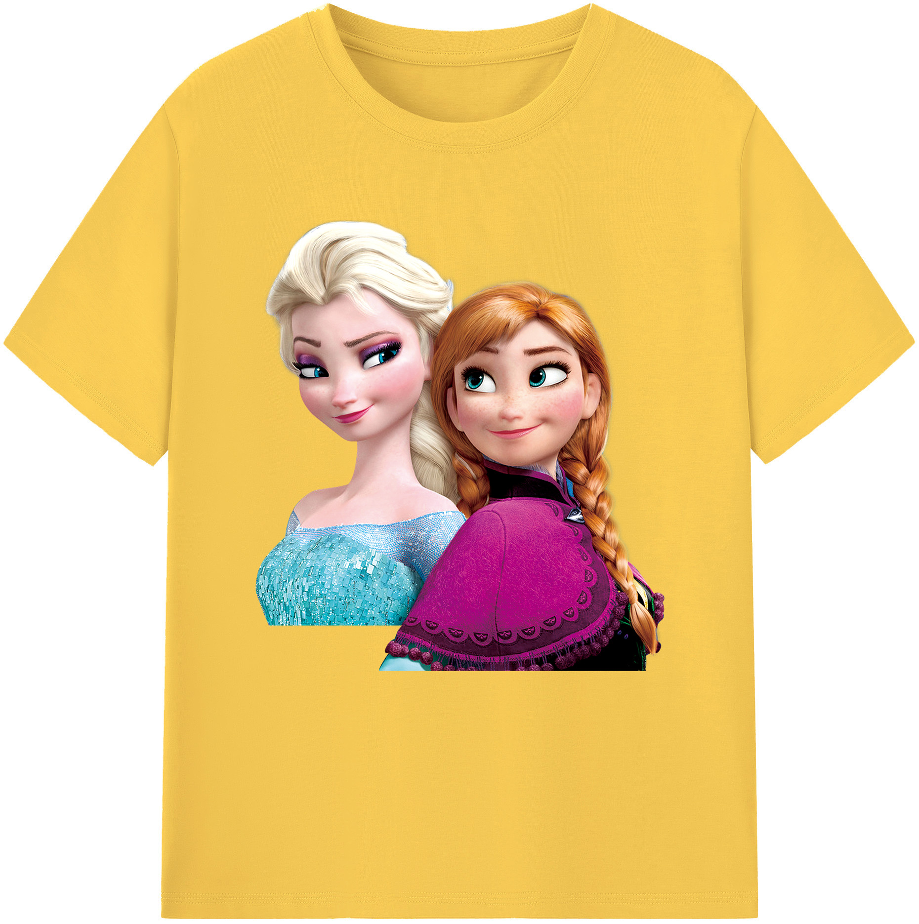 （画像用） アナと雪の女王 アンナ エルサ Frozen Anna Elsa 綿100％半袖Tシャツ（フロントプリント）