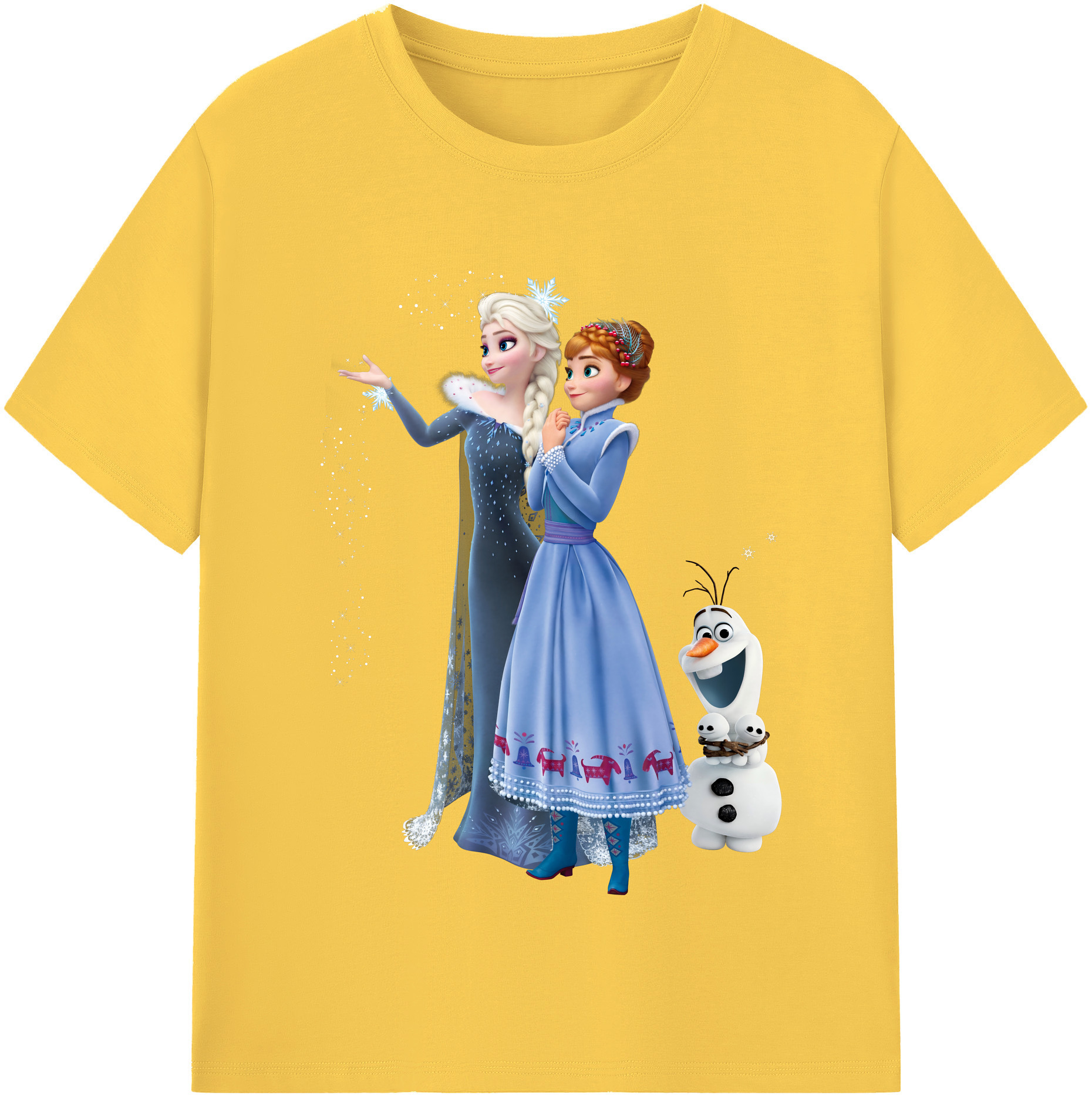 （画像用） アナと雪の女王 アンナ エルサ Frozen Anna Elsa 綿100％半袖Tシャツ（フロントプリント）