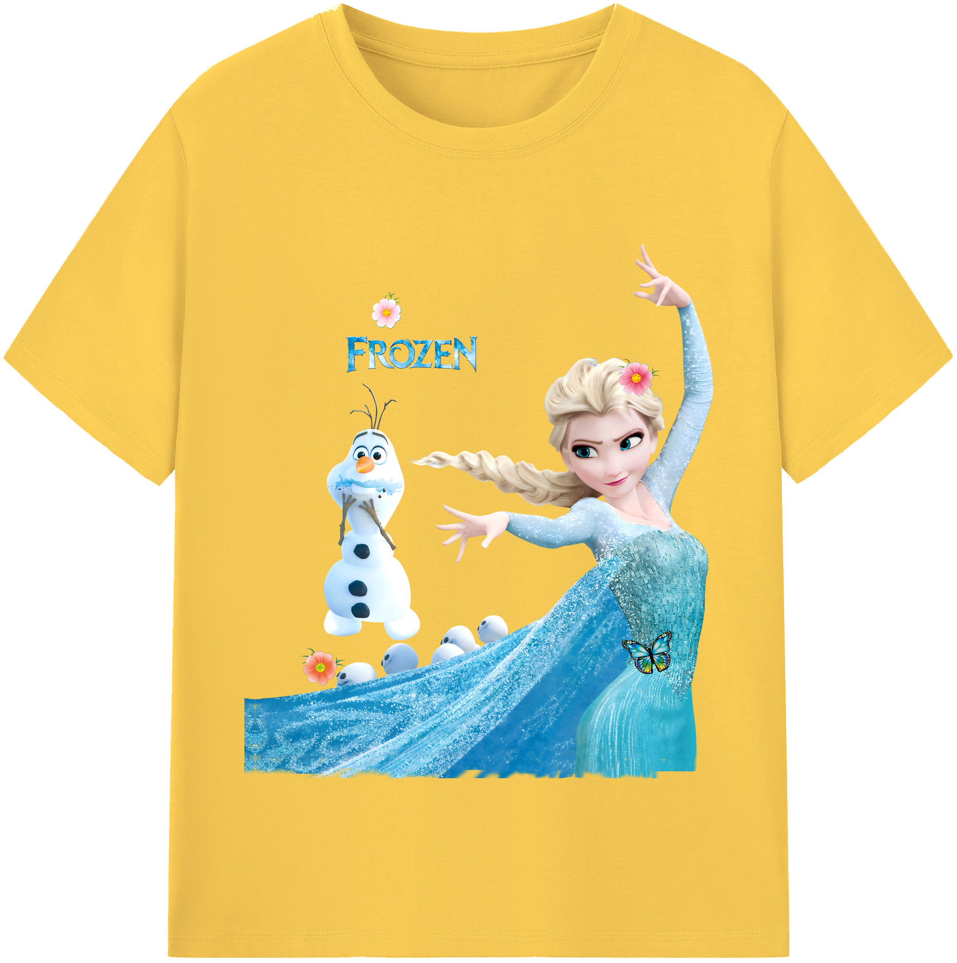 （画像用） アナと雪の女王 アンナ エルサ Frozen Anna Elsa 綿100％半袖Tシャツ（フロントプリント）