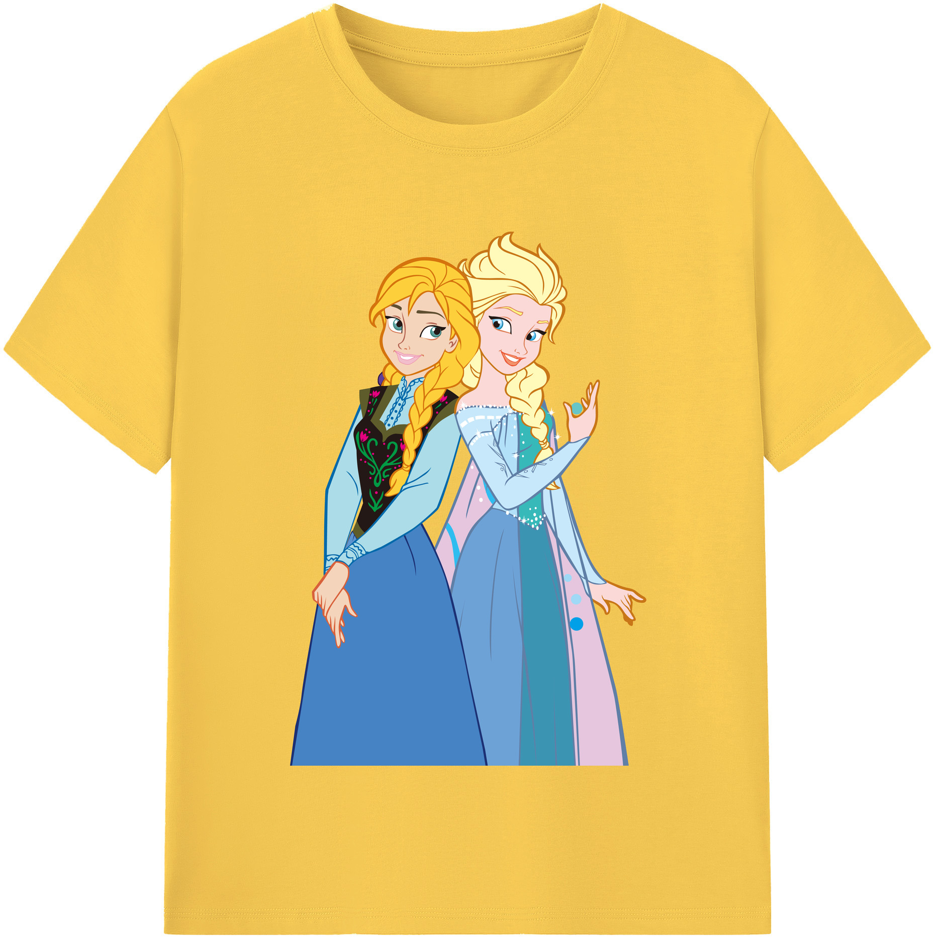 （画像用） アナと雪の女王 アンナ エルサ Frozen Anna Elsa 綿100％半袖Tシャツ（フロントプリント）