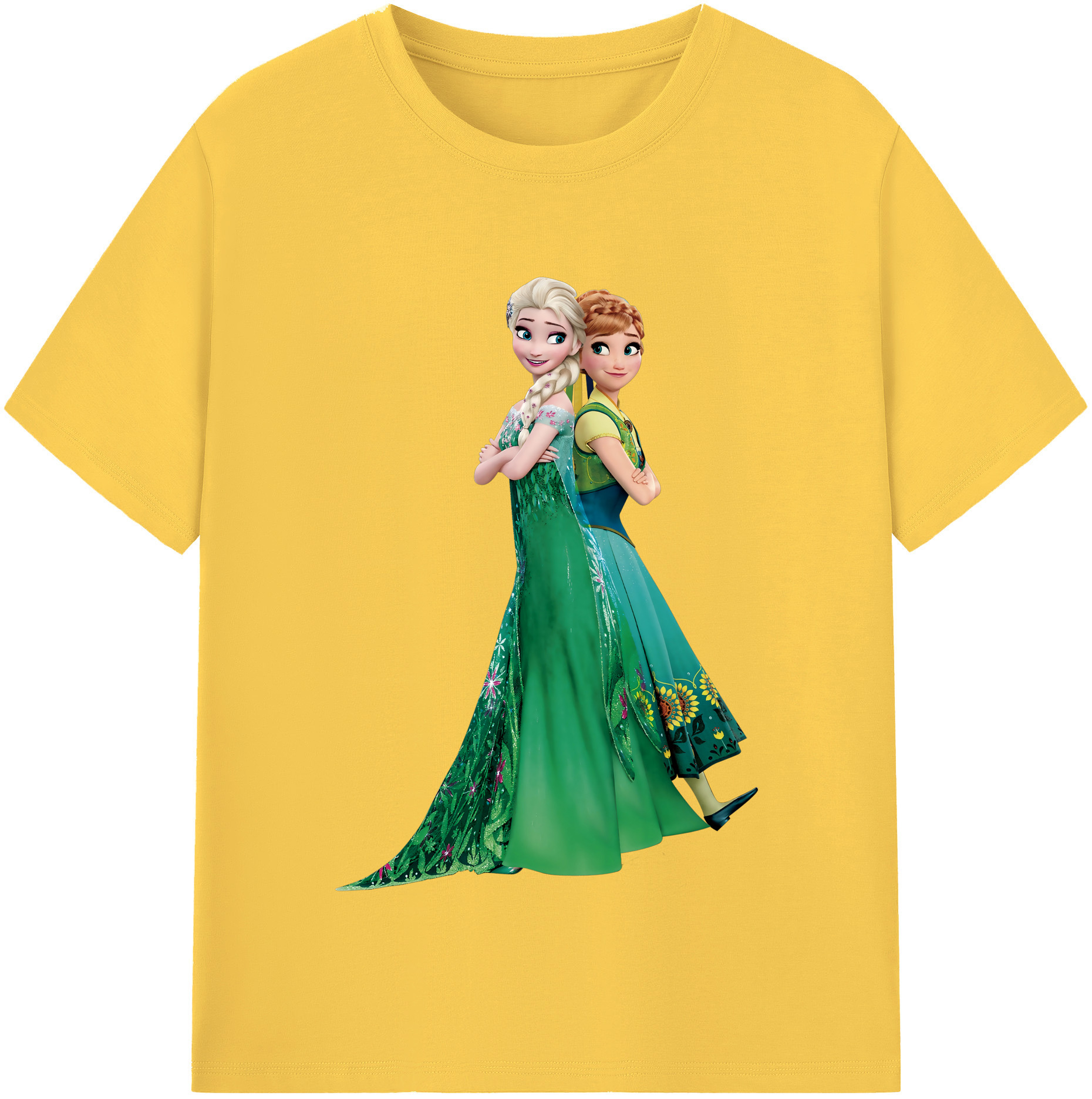 （画像用） アナと雪の女王 アンナ エルサ Frozen Anna Elsa 綿100％半袖Tシャツ（フロントプリント）