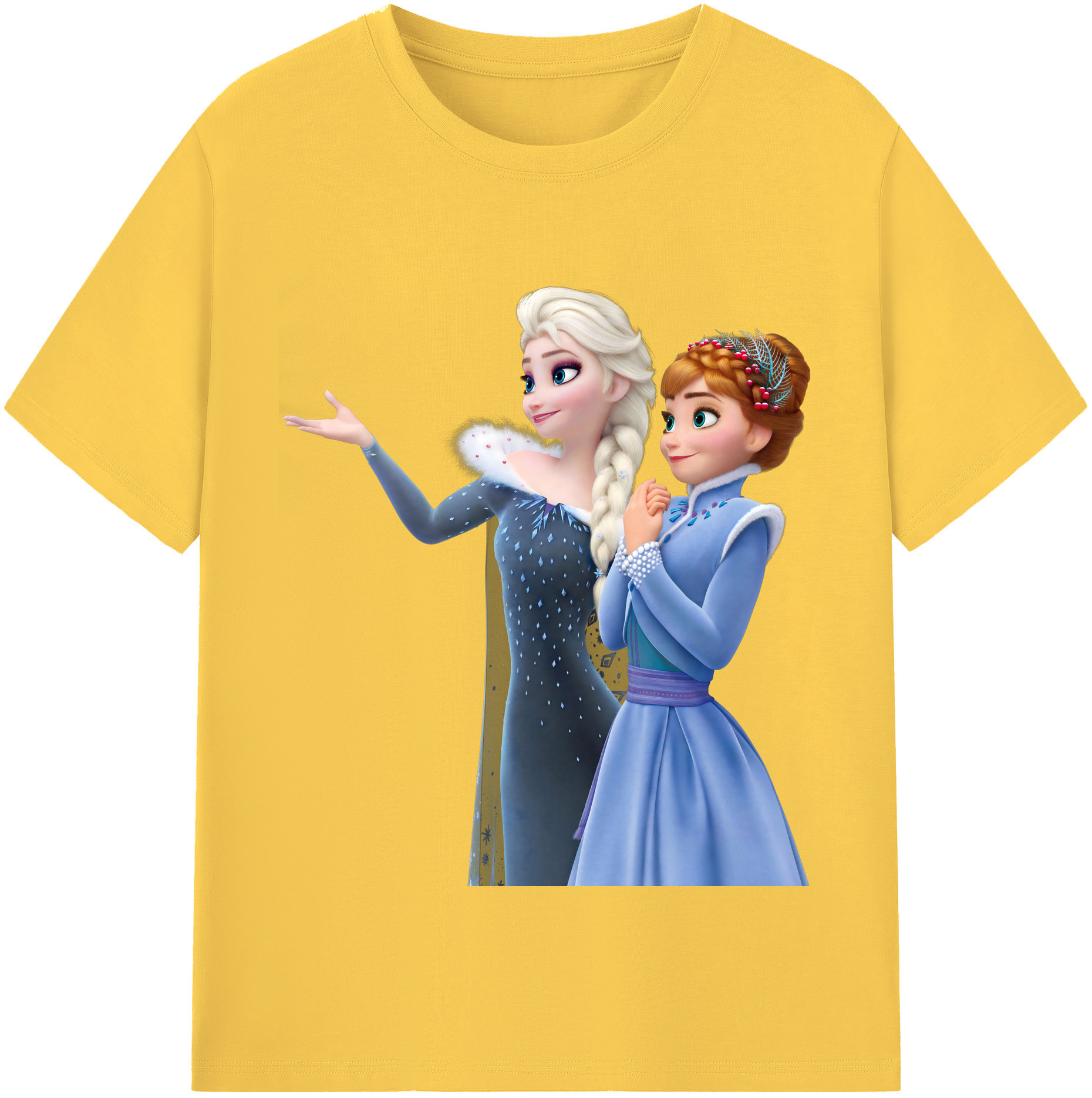 （画像用） アナと雪の女王 アンナ エルサ Frozen Anna Elsa 綿100％半袖Tシャツ（フロントプリント）