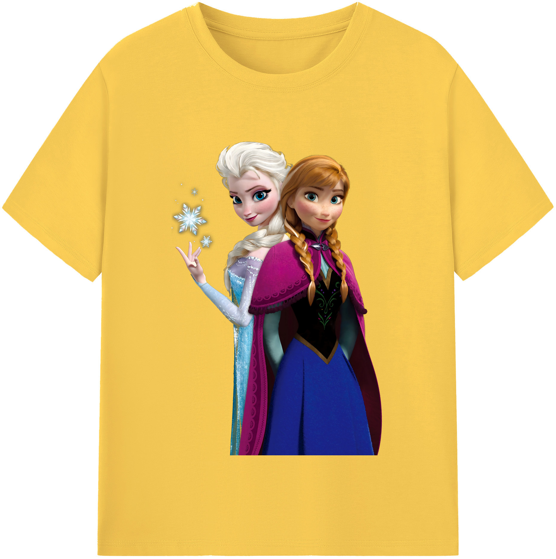 （画像用） アナと雪の女王 アンナ エルサ Frozen Anna Elsa 綿100％半袖Tシャツ（フロントプリント）