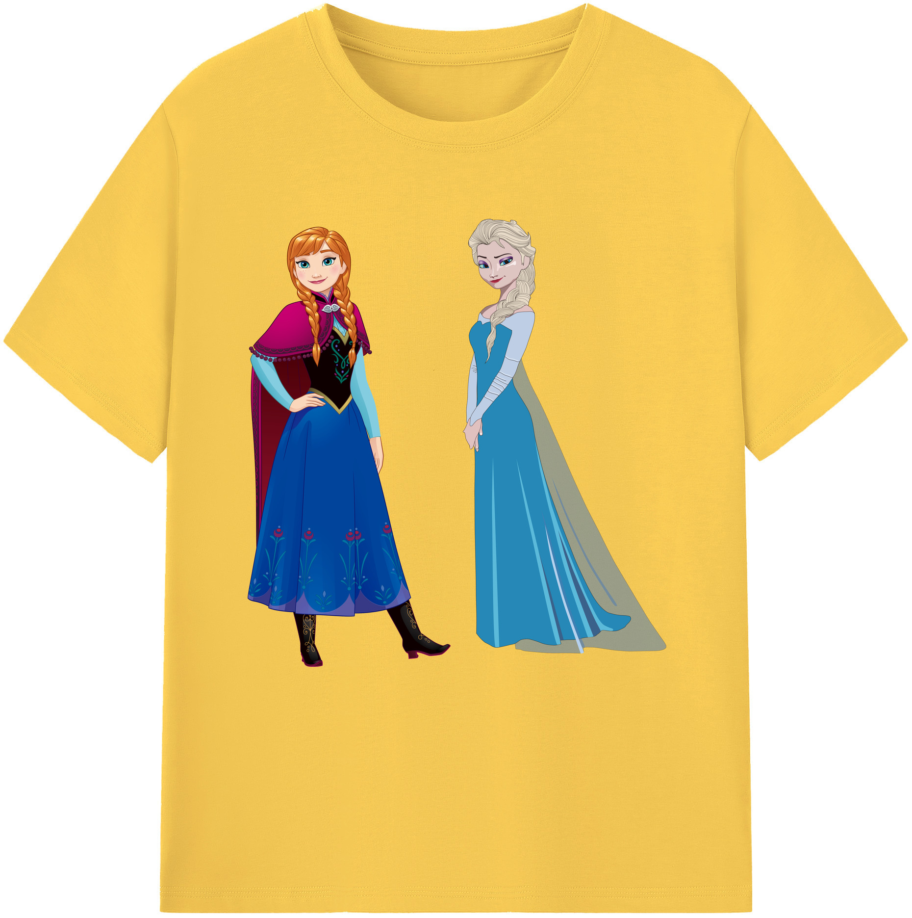 （画像用） アナと雪の女王 アンナ エルサ Frozen Anna Elsa 綿100％半袖Tシャツ（フロントプリント）